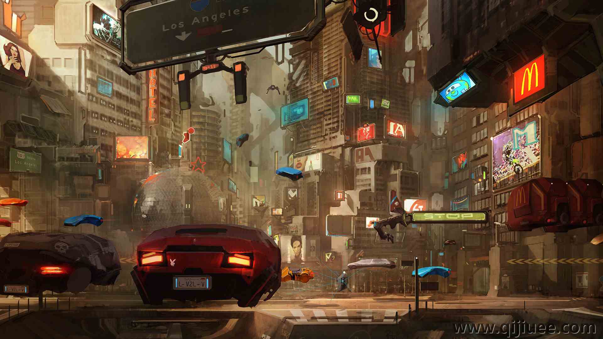 AI艺术 未来 城市 汽车 奇幻艺术 科幻 赛博朋克 城市景观  4K壁纸3840 x 2400/1.58 MB-柒染云阁