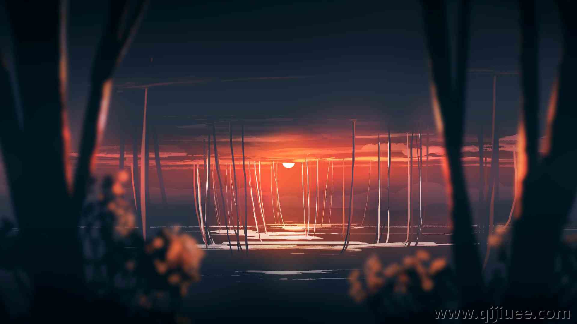 优雅 AI艺术 图片 插图 环境 抽象 阳光 风景 日落 宽屏 日落辉光  4K壁纸5640 x 2400/2.46 MB-柒染云阁