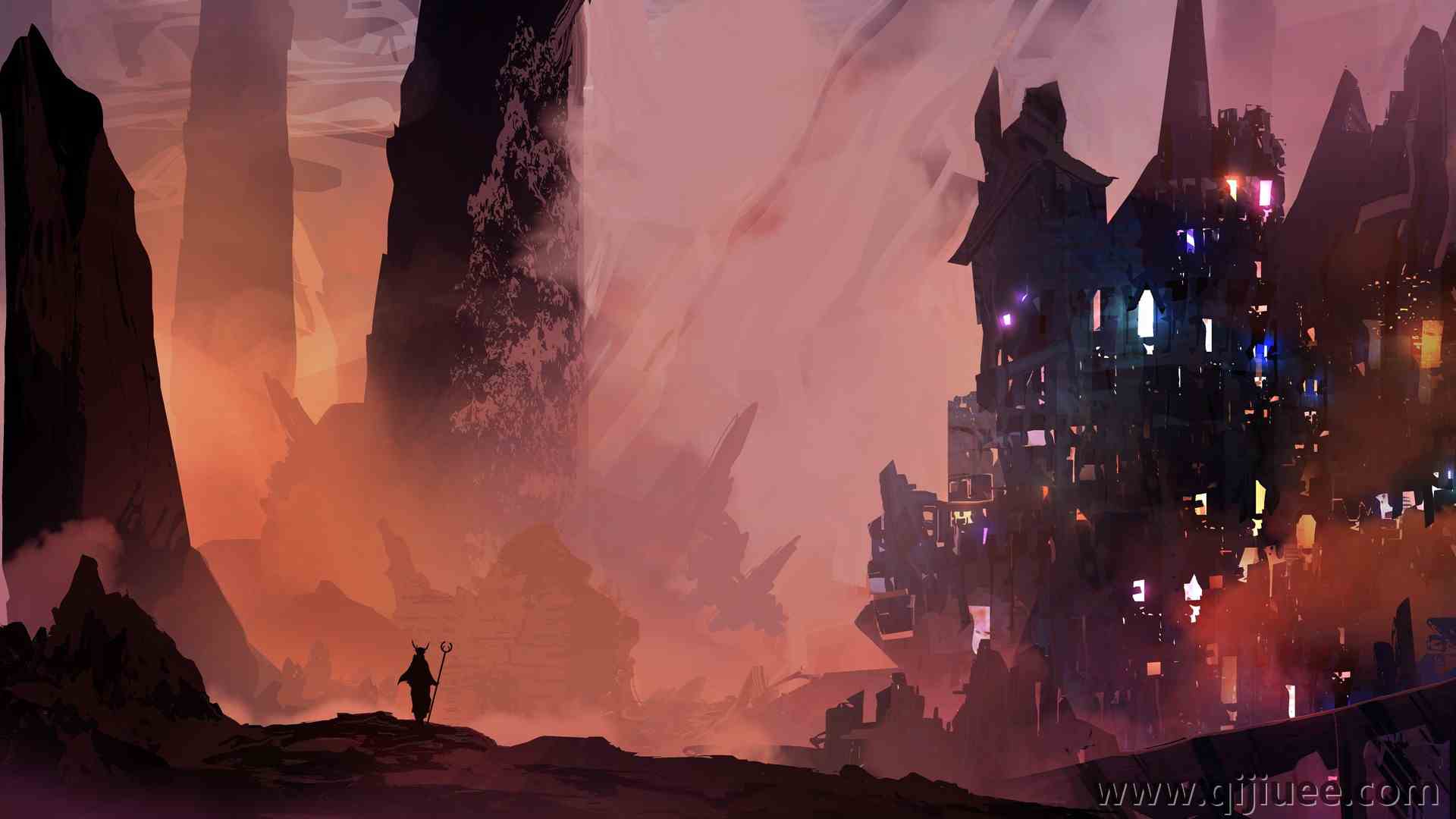 AI艺术 城市景观 奇幻艺术 魔幻艺术 奇幻城市  4K壁纸6600 x 3600/1.72 MB-柒染云阁
