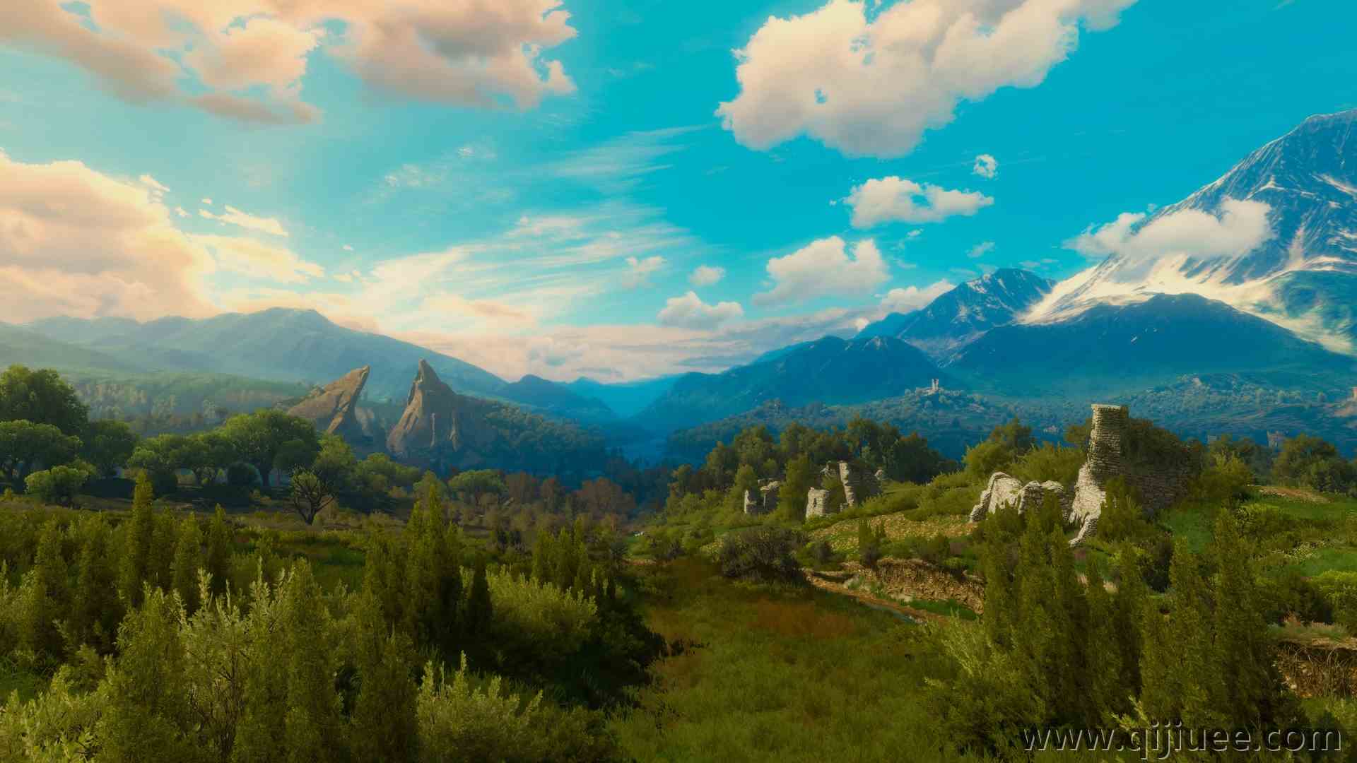 风景 阳光 云 天空 树木 山脉 CGI 4K壁纸3840 x 2160/5.44 MB-柒染云阁