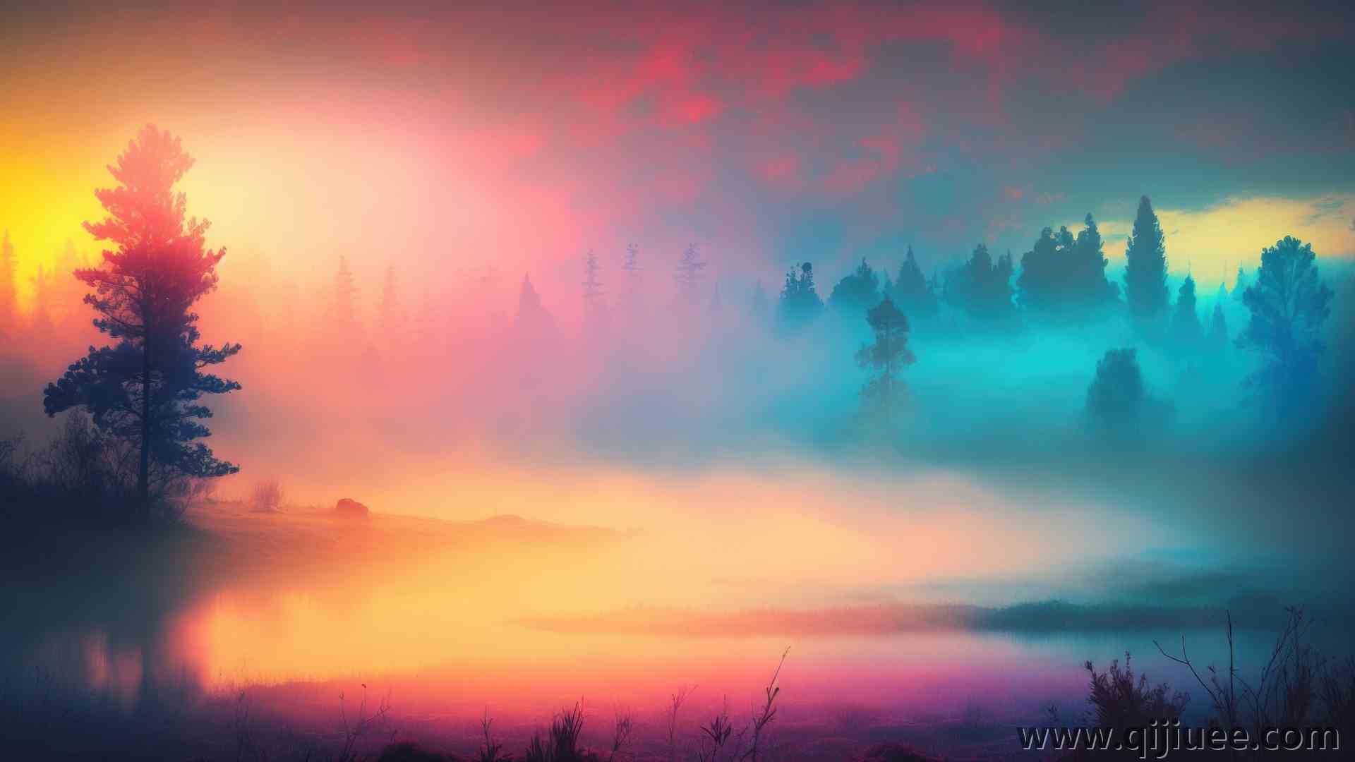 艺术 薄雾 早晨 日出 风景 湖泊 阳光 自然  4K壁纸4579 x 2616/6.18 MB-柒染云阁