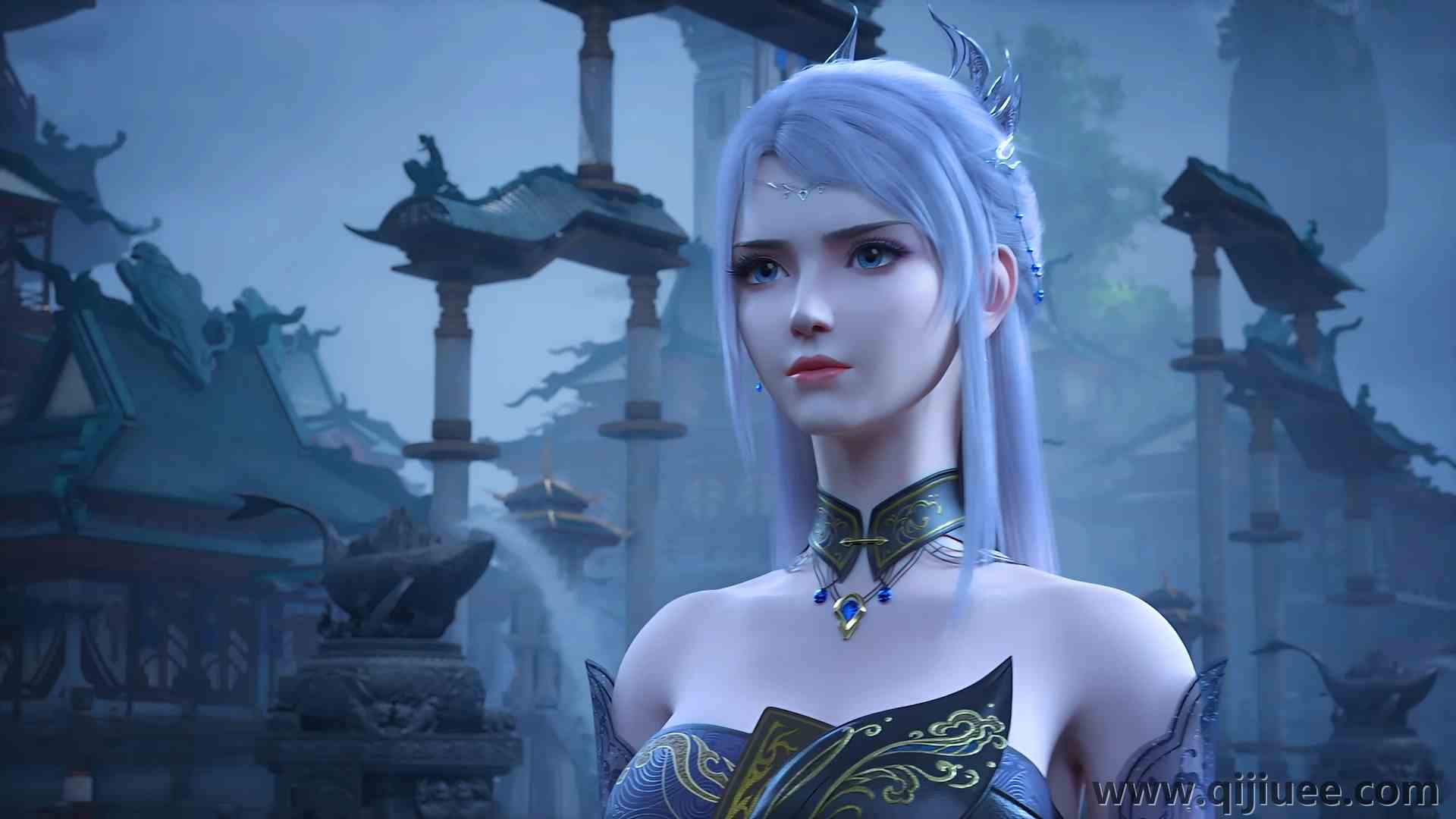 动漫少女 蓝色 游戏视觉 电脑贴纸 4K贴纸3840 x 2160/5.04 MB-柒染云阁