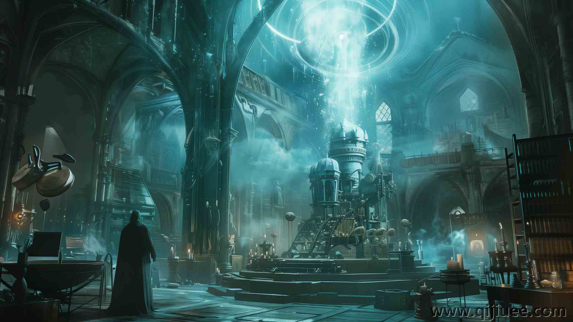 奇幻艺术 机器 魔法 青色 概念艺术 电脑壁纸 4K壁纸5824 x 3264/11.4 MB-柒染云阁