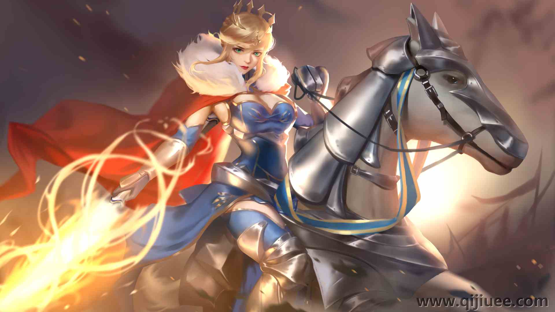 金发 绿色 眼睛 动漫 女孩 马 剑 命运  电脑壁纸 4K壁纸4261 x 2480/2.47 MB-柒染云阁