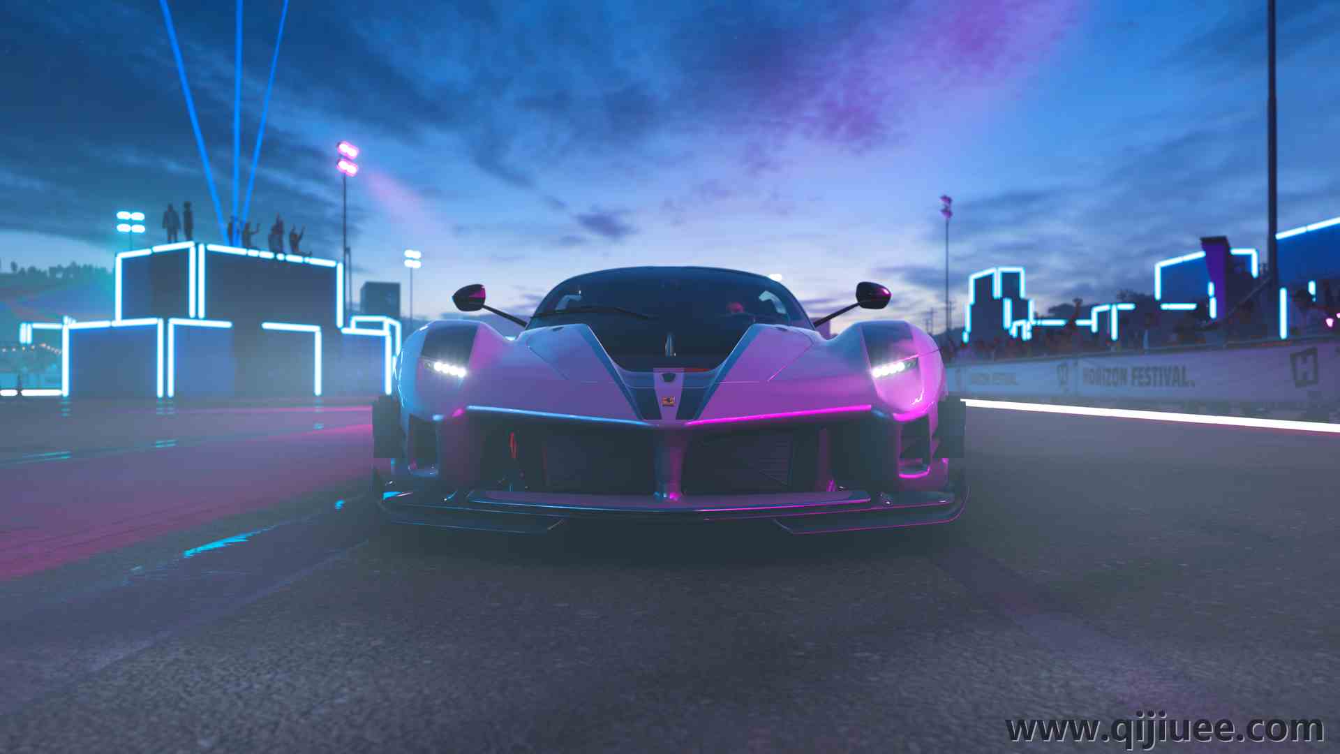 游戏CG 法拉利 霓虹灯 AI艺术 天空 云 汽车 灯光  电脑壁纸 4K壁纸3840 x 2160/11.52 MB-柒染云阁