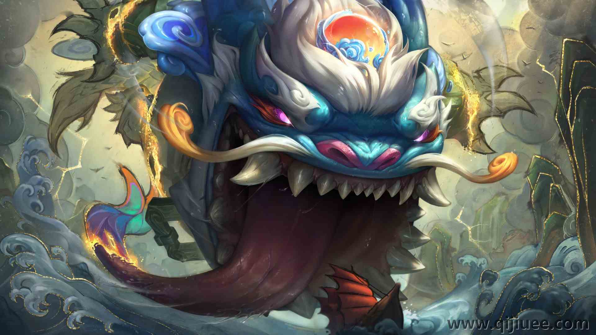 英雄联盟 电子游戏 人物  山海卷轴 LOL AI艺术 绘画 设计 墨画风 电脑壁纸 8K壁纸7680 x 4320/5.33 MB-柒染云阁