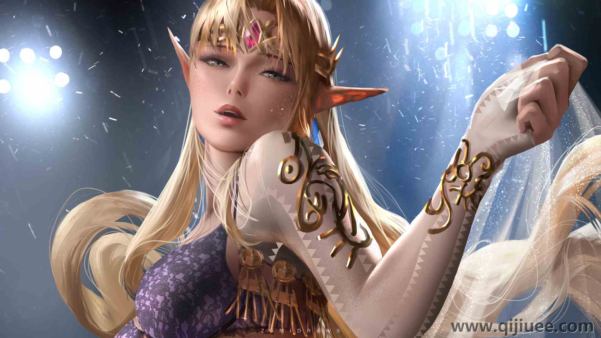 塞尔达 祖米 游戏 角色  人物 立绘 女性  电脑壁纸 4K壁纸3840 x 2160/4.98 MB-柒染云阁