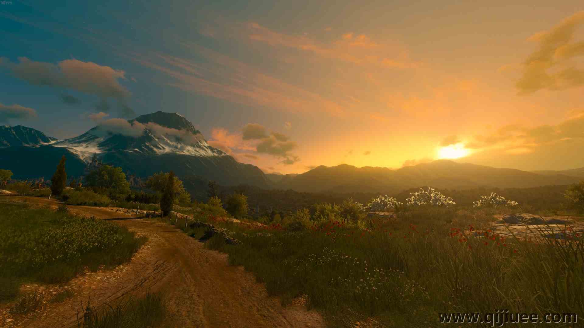 巫师 日落 游戏 风景 树木  电脑壁纸 4K壁纸3840 x 2160/4.17 MB-柒染云阁