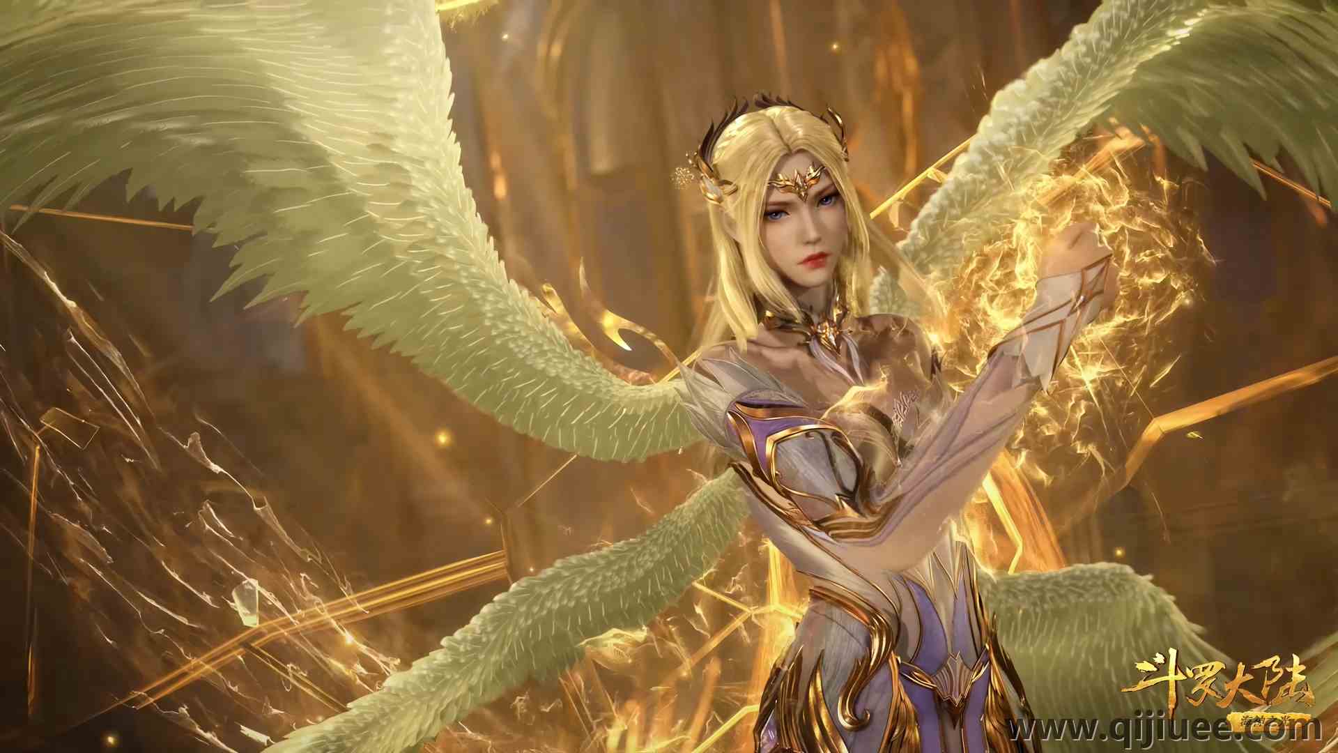 女性 金发女郎 蓝眼睛 红色 口红 幻想女孩 翅膀 幻想 斗罗大陆 游戏 电脑壁纸 4K壁纸3840 x 2160/2.53 MB-柒染云阁