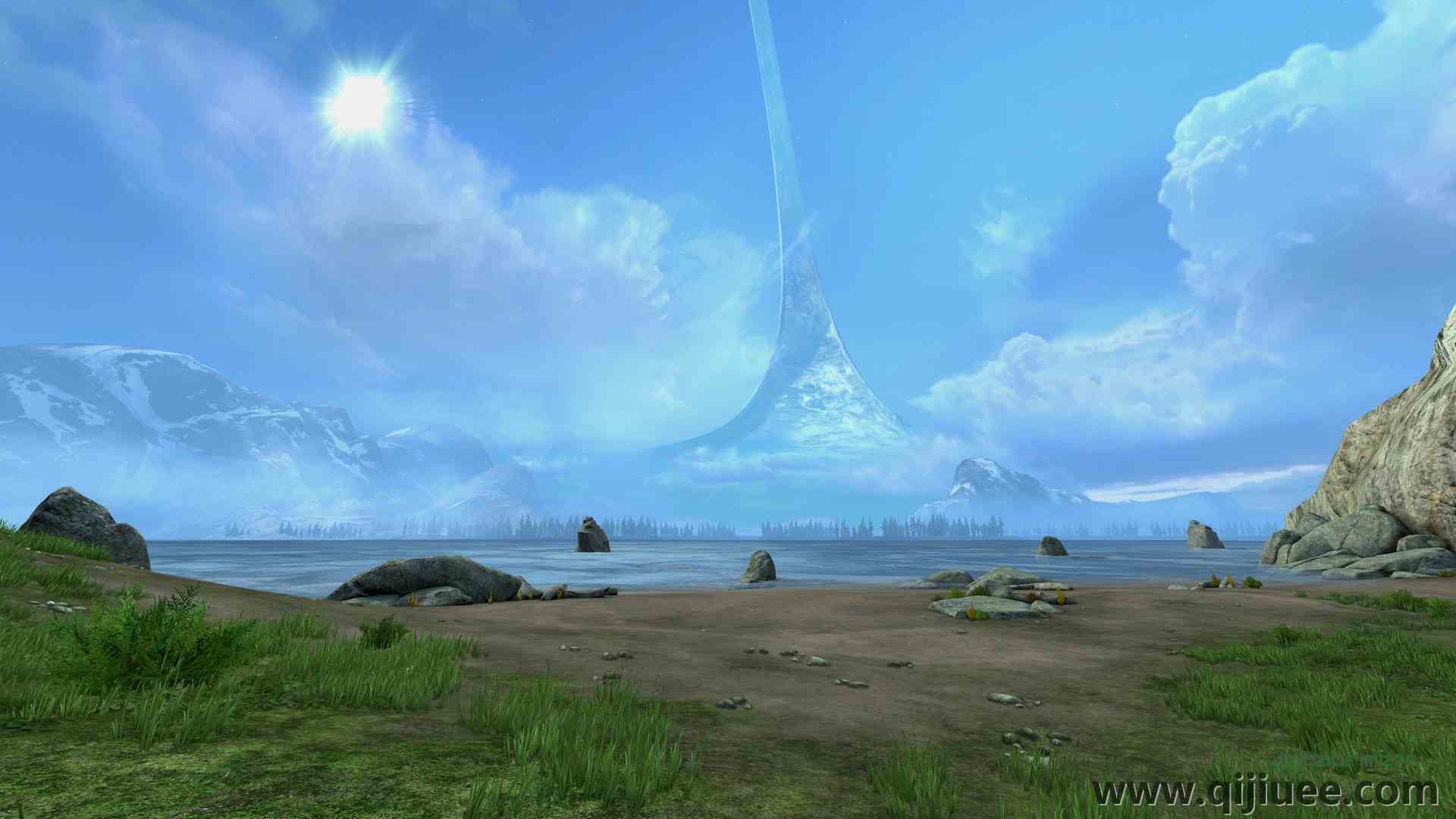光环 游戏 水 海滩 山脉 地平线 科幻 虚拟  电脑壁纸 4K壁纸3840 x 2160/11.61 MB-柒染云阁