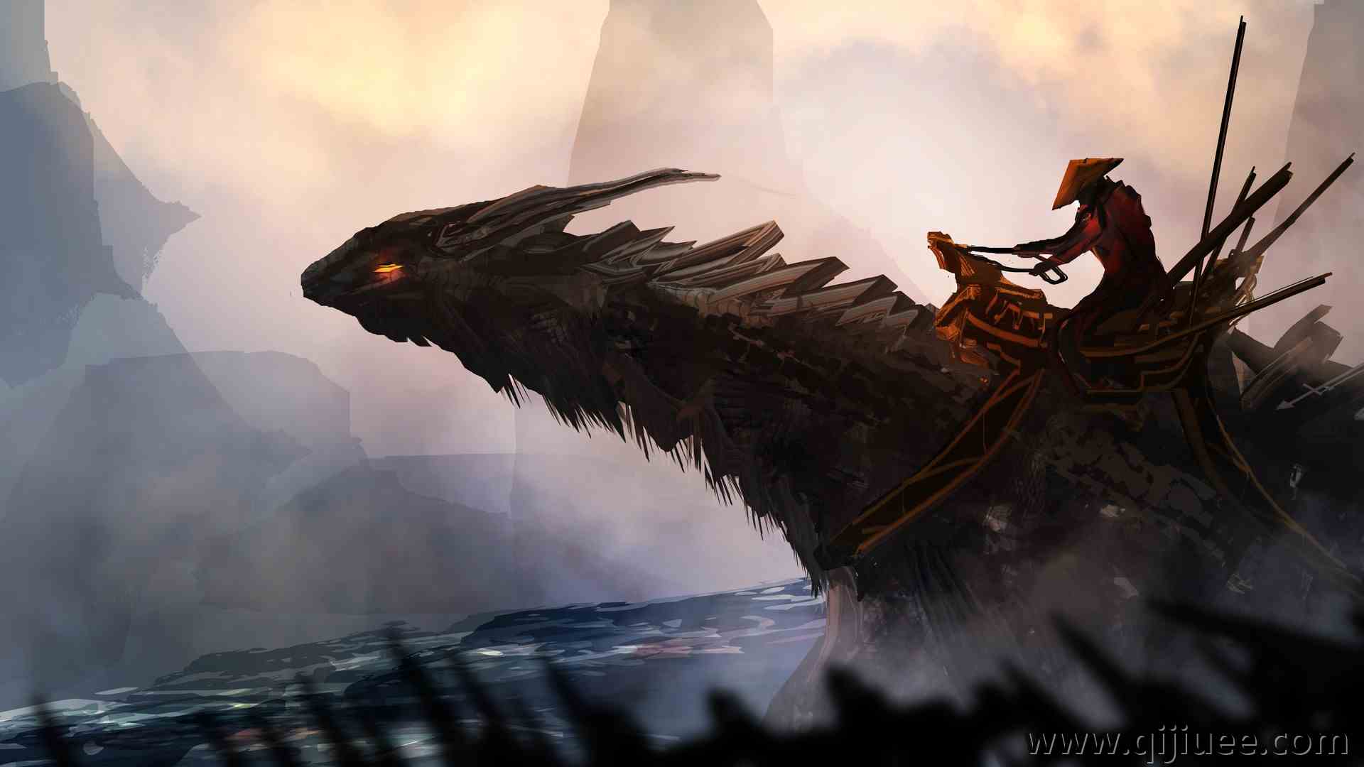 幻想艺术 武士 龙 生物 绘画 概念设计 电脑壁纸 4K壁纸6600 x 3600/1.68 MB-柒染云阁