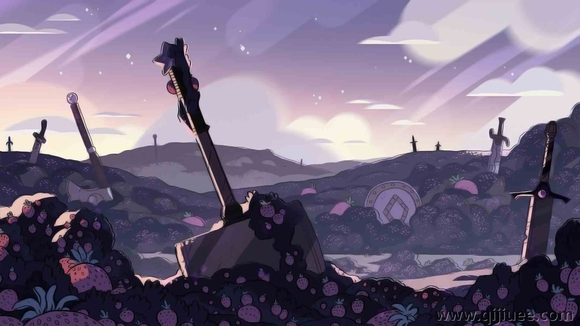 风景 武器 插图 卡通 剑 数字艺术 4K壁纸3840 x 2160/4.73 MB-柒染云阁
