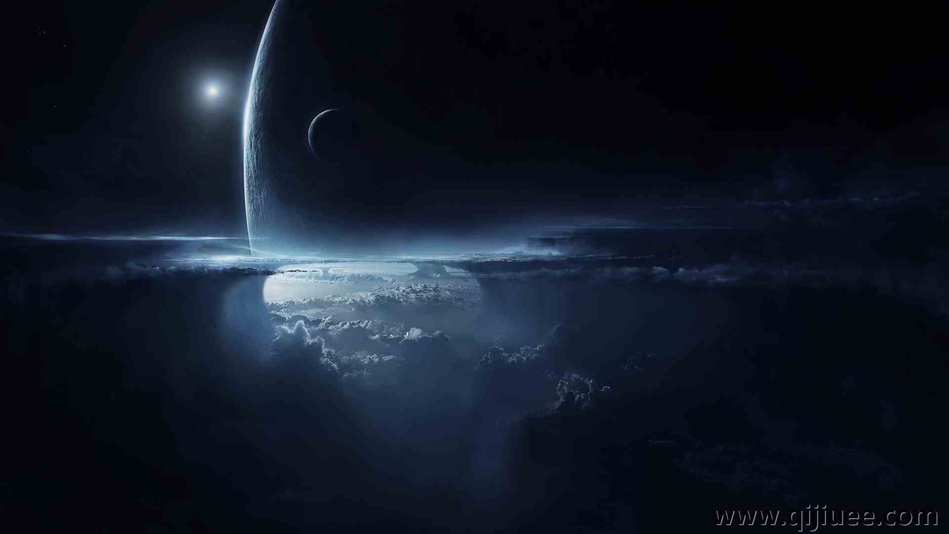 风景 自然 空间 行星 宇宙 AI艺术 插图 素描 数字绘画 黑暗 黄昏 夜晚 夜空 薄雾 卫星 4096 x 2304/0.56 MB-柒染云阁