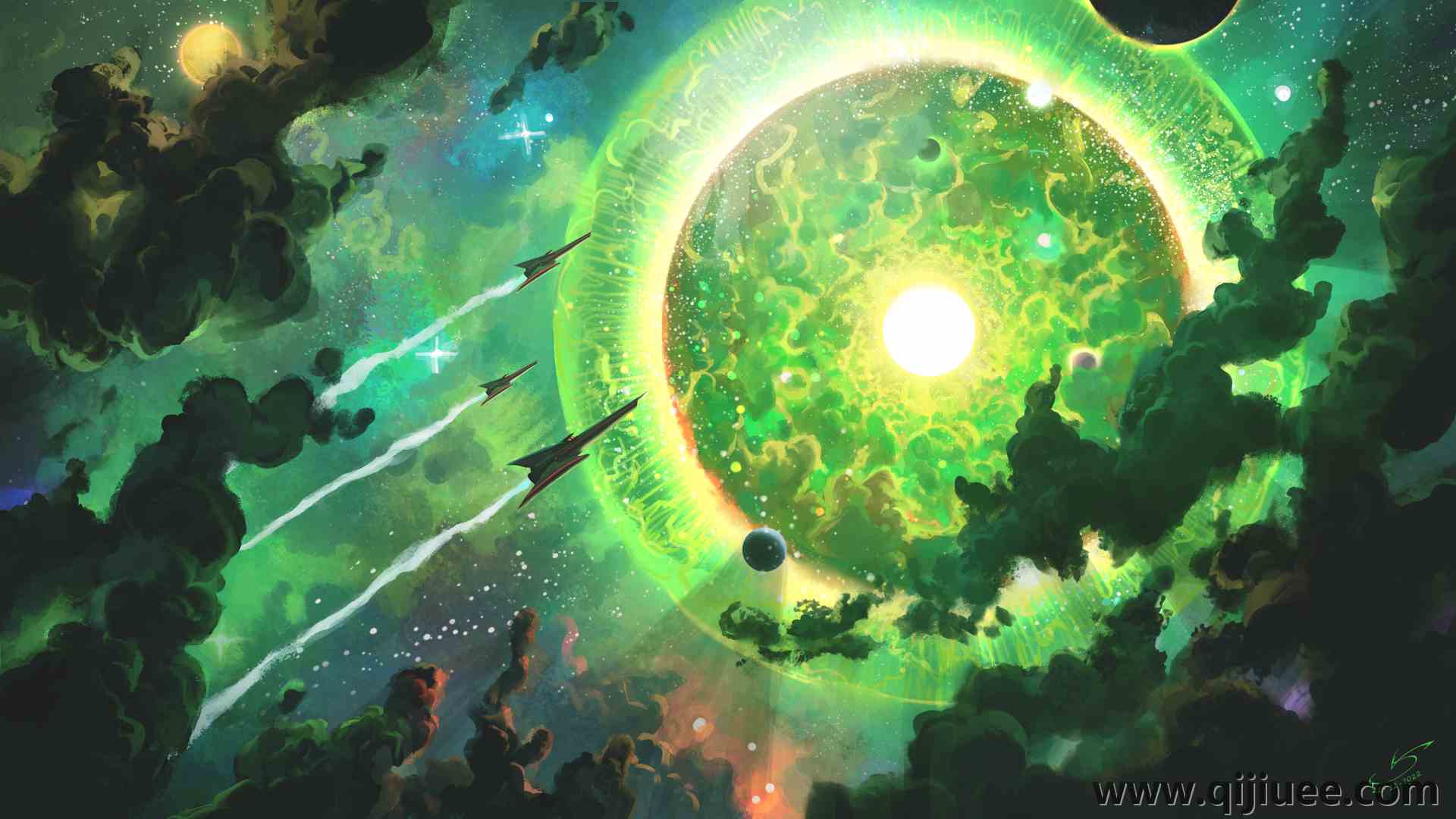 维多销售 插图 太空 太空艺术 伽利 恒星 星云 宇宙飞船 科幻小说 AI艺术 3840 x 2160/4.71 MB-柒染云阁