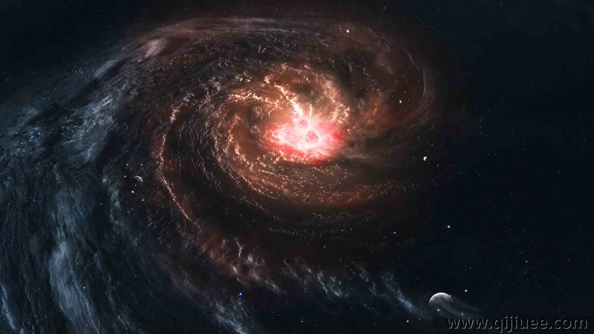 科幻 太空 太阳  恒星 伽利 红色 橙色 蓝色 黑色 黑洞  电脑壁纸 4K壁纸3840 x 2560/9.83 MB-柒染云阁