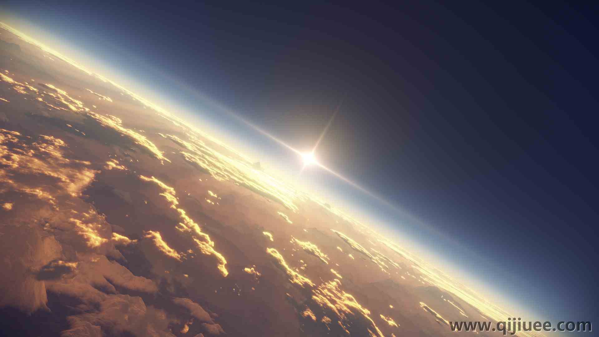 日落 太阳 云 天空 空间 行星 山脉 阴影 3840 x 2160/1 MB-柒染云阁