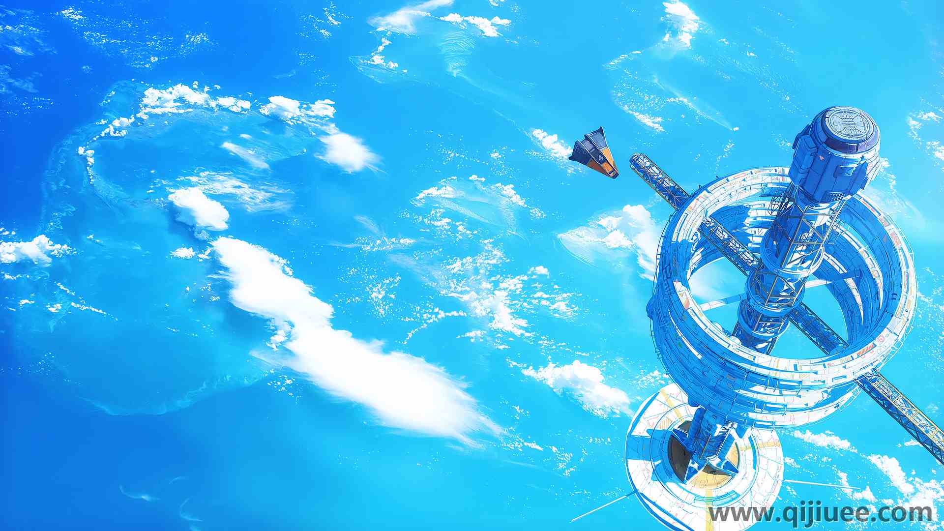 空间站 宇宙飞船 AI艺术 云 环形空间 戒指  电脑壁纸 4K壁纸3840 x 2160/12.53 MB-柒染云阁