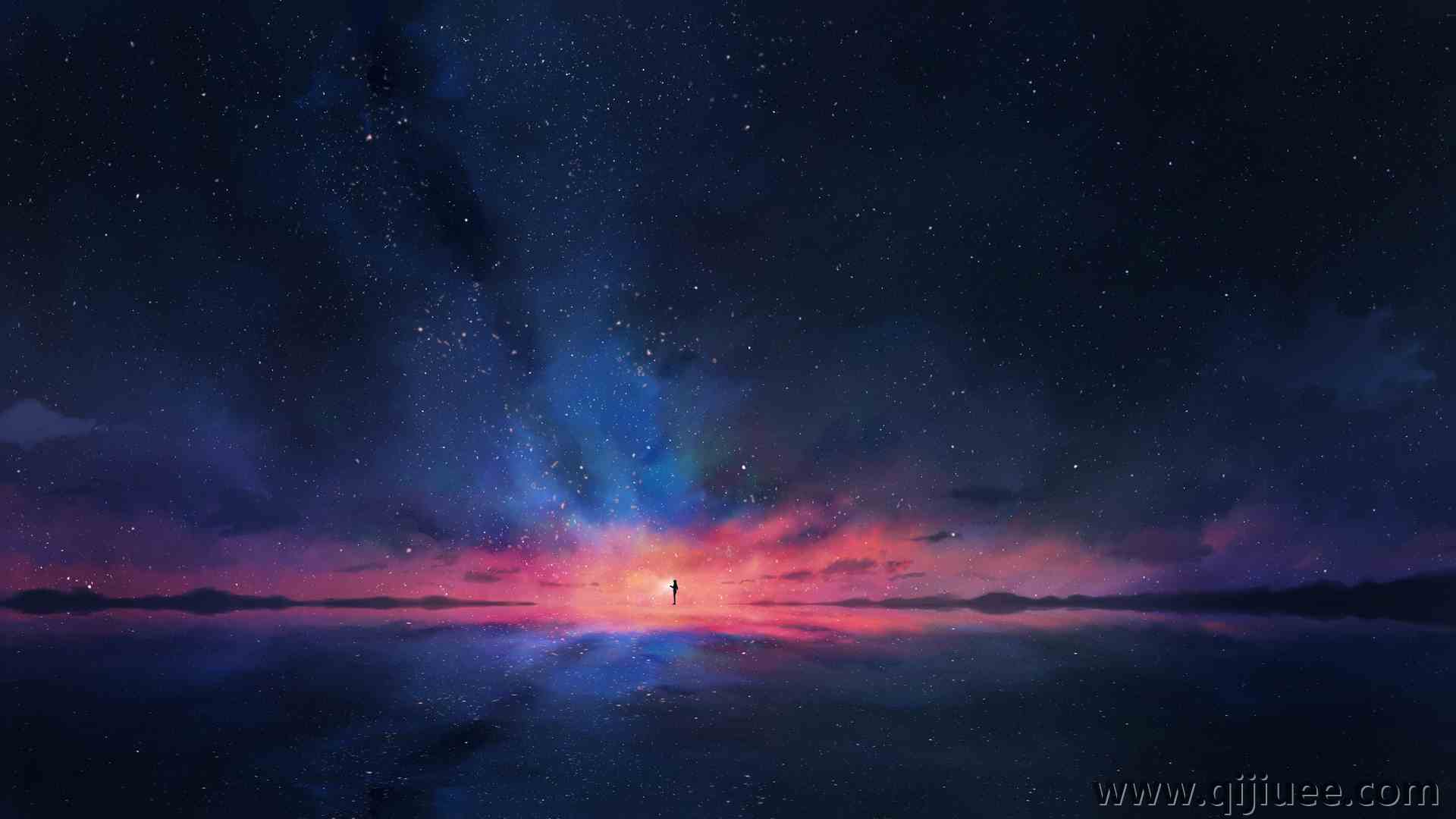 空间 星星 图片 天空 AI艺术 夜空 蓝色  电脑壁纸 4K壁纸3840 x 2160/2.08 MB-柒染云阁