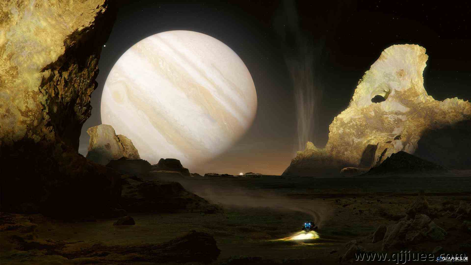 空间艺术 景观 行星 岩石形成 阳光 车辆 木星 星星 电脑壁纸 4K壁纸3840 x 2160/0.64 MB-柒染云阁