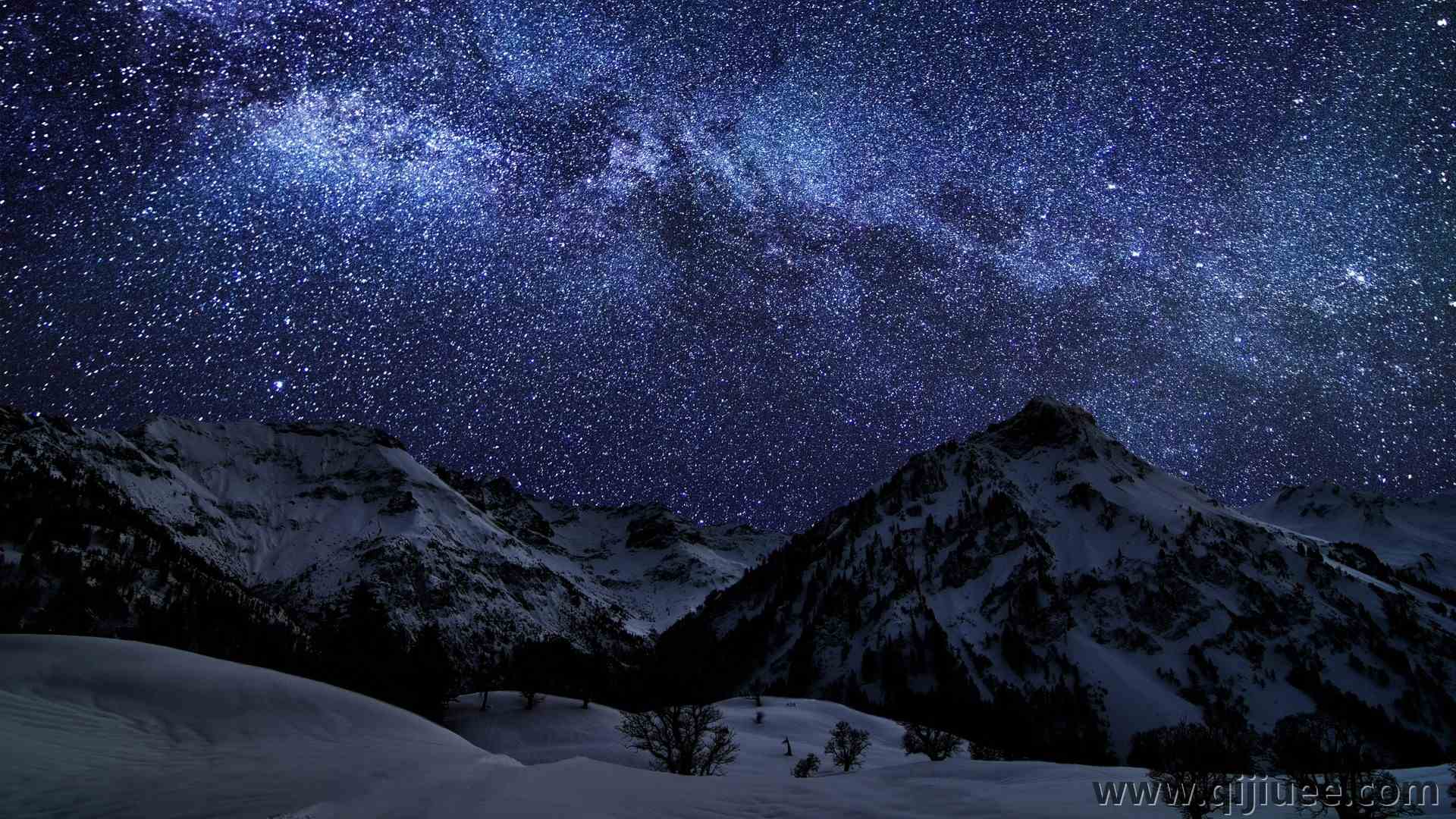 风景 山 雪 银河 星星 自然 星夜 天空 雪峰  电脑壁纸 4K壁纸3840 x 2400/3.2 MB-柒染云阁