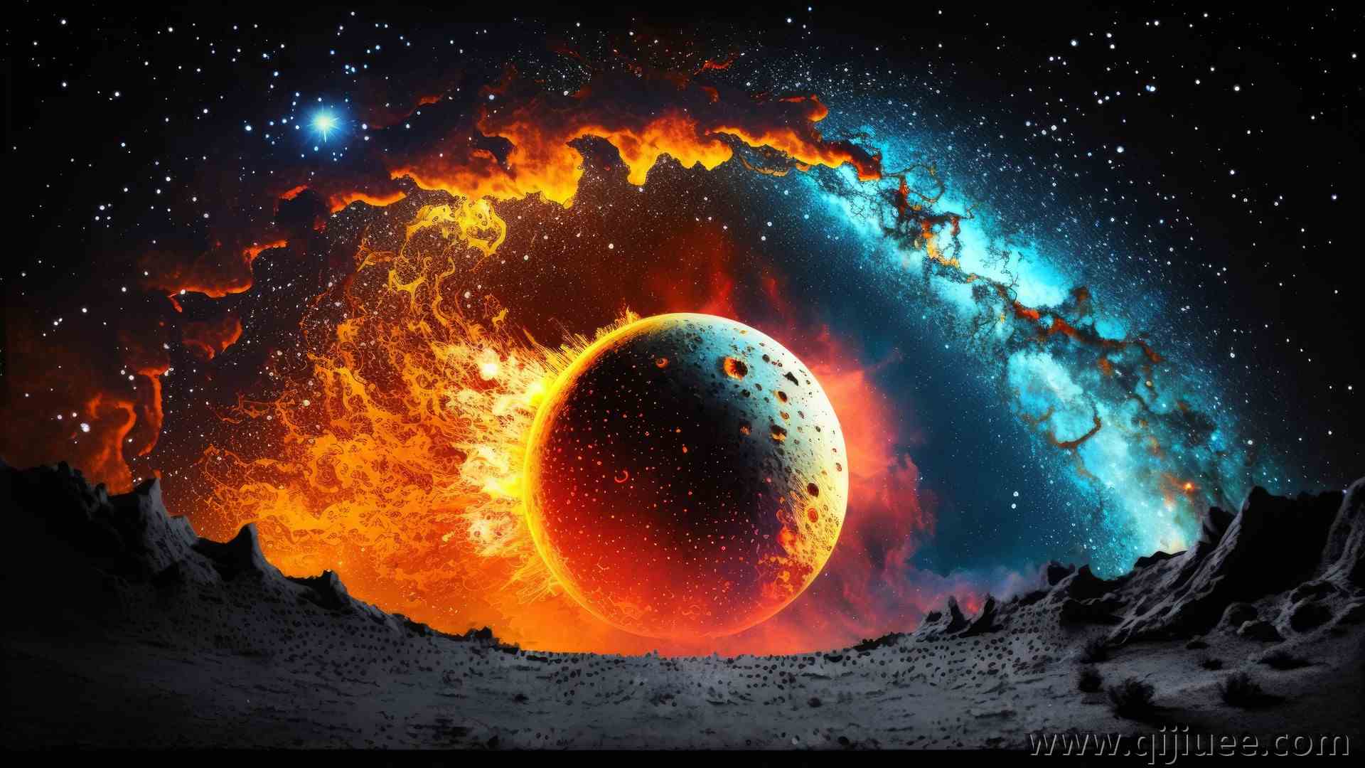 艺术 插图 行星 星云 太空 恒星 伽利  电脑壁纸 4K壁纸4579 x 2616/2.24 MB-柒染云阁