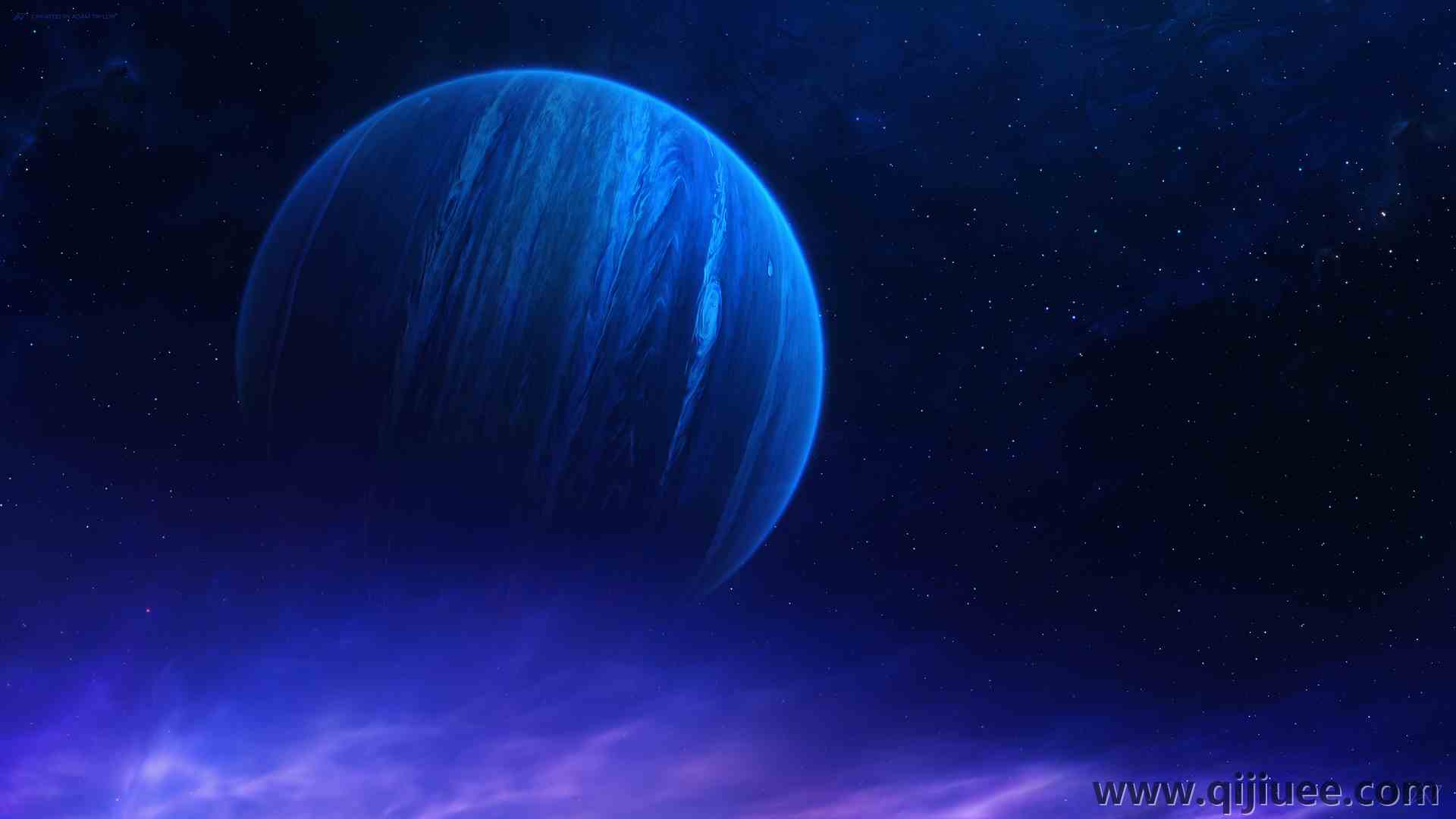AI艺术 插图 空间 行星 恒星 艺术 伽利 蓝色  电脑壁纸 4K壁纸3840 x 2160/10.62 MB-柒染云阁