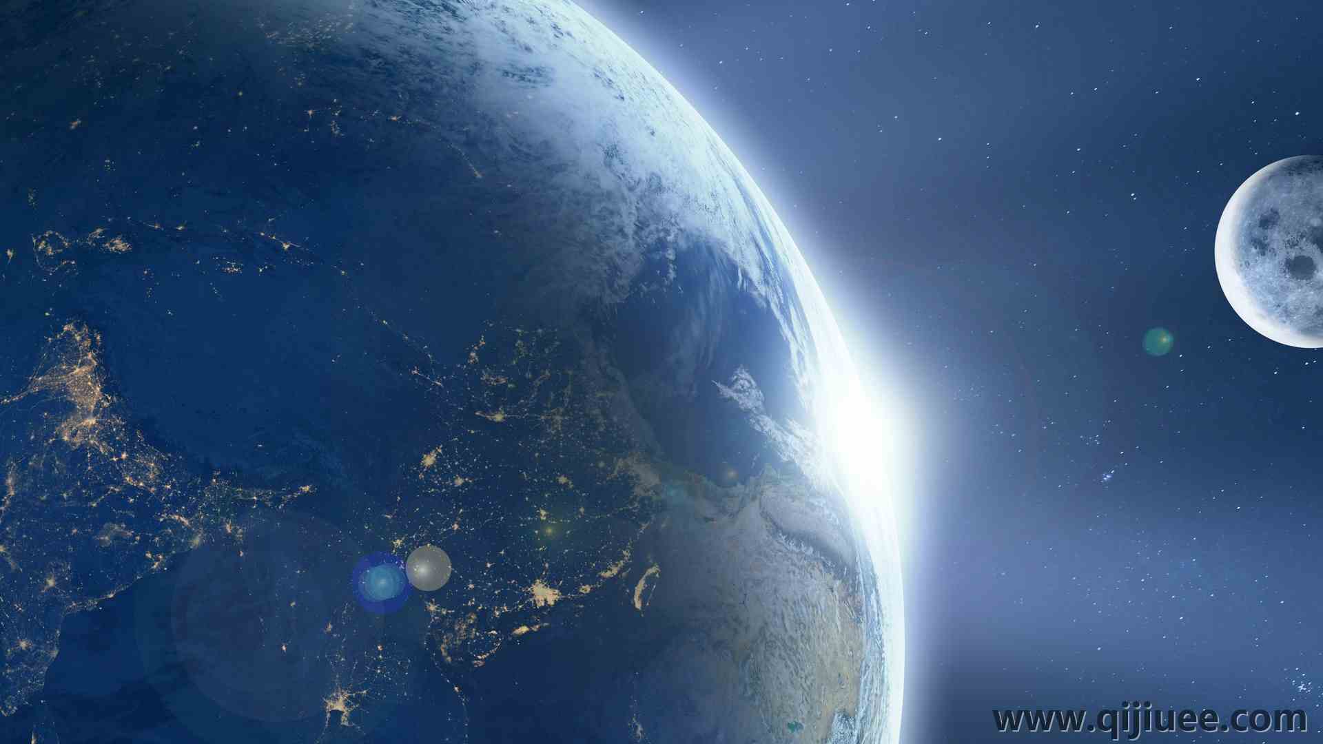 太空 月球 地球 恒星  电脑壁纸 4K壁纸6880 x 2880/1.26 MB-柒染云阁