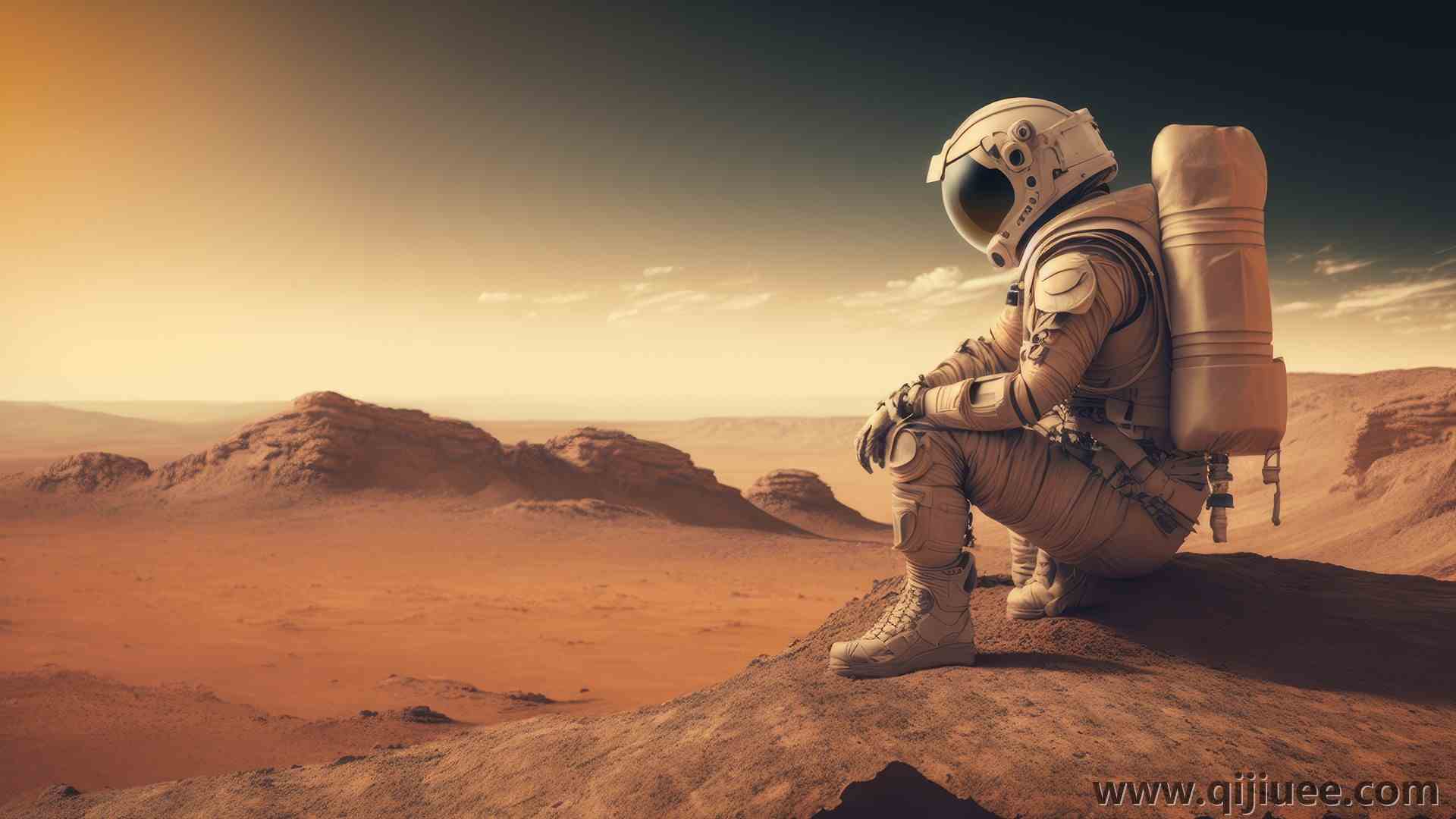宇航员 人工智能艺术 插图 科幻小说 火星 宇航服  4K壁纸4579 x 2616/1.52 MB-柒染云阁