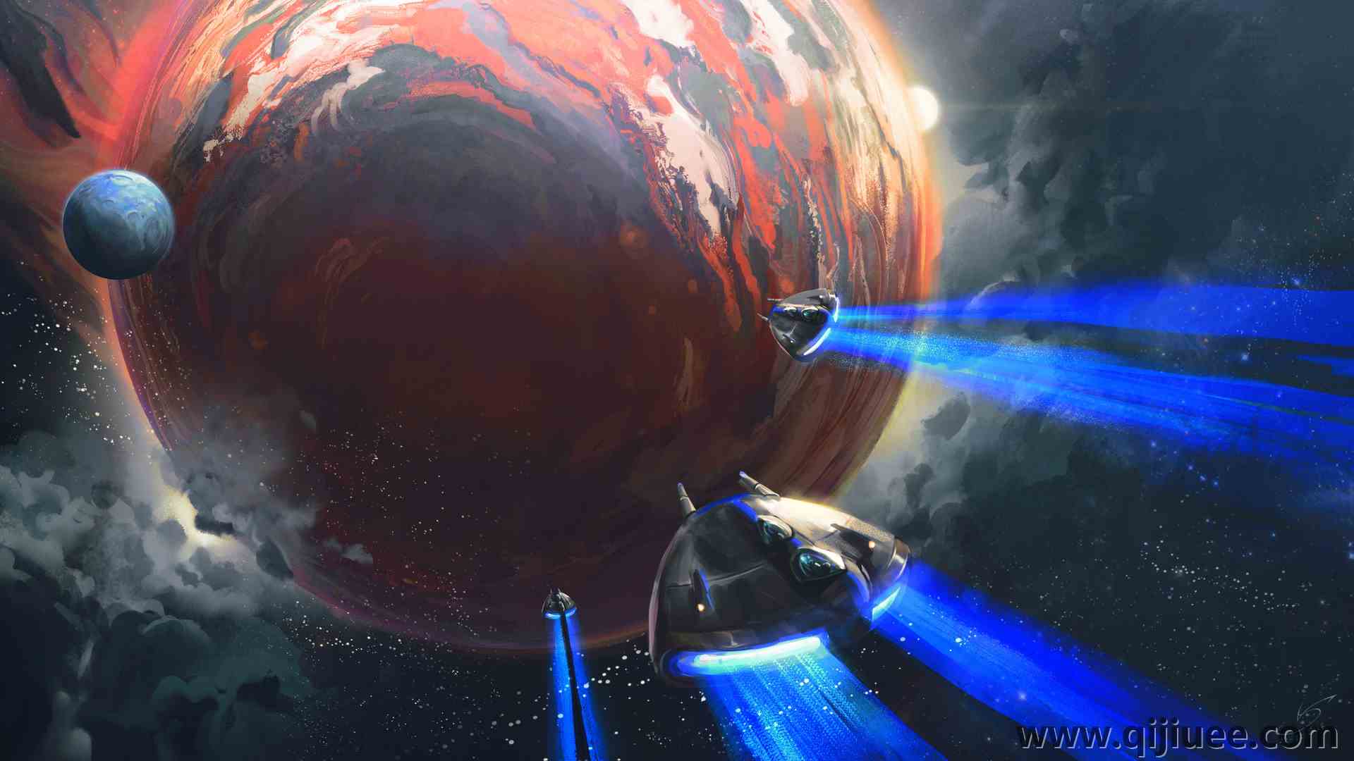 AI艺术 插图 空间 空间艺术 伽利 星星 宇宙飞船 科幻  电脑壁纸 4K壁纸3840 x 2160/1.7 MB-柒染云阁