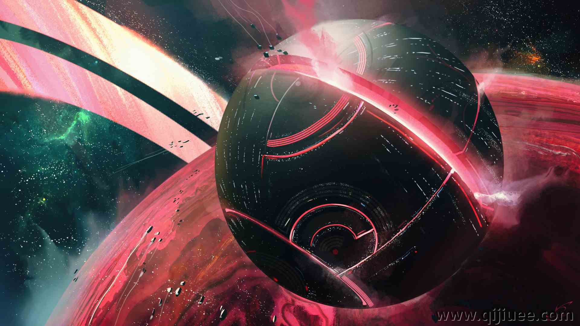 AI艺术 插图 太空 太空艺术 伽利 恒星 太阳系 行星 科幻小说  4K壁纸3840 x 2160/5.37 MB-柒染云阁