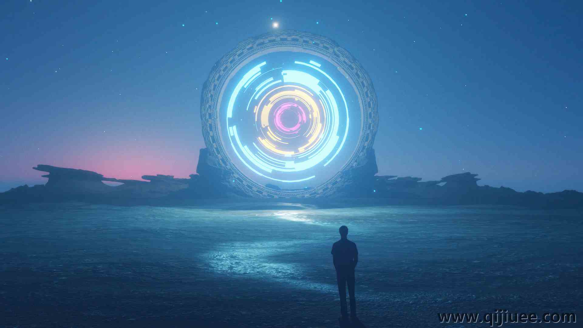 门户 亮度 艺术 AI艺术 图稿 蓝色 3840 x 2160/4.61 MB-柒染云阁