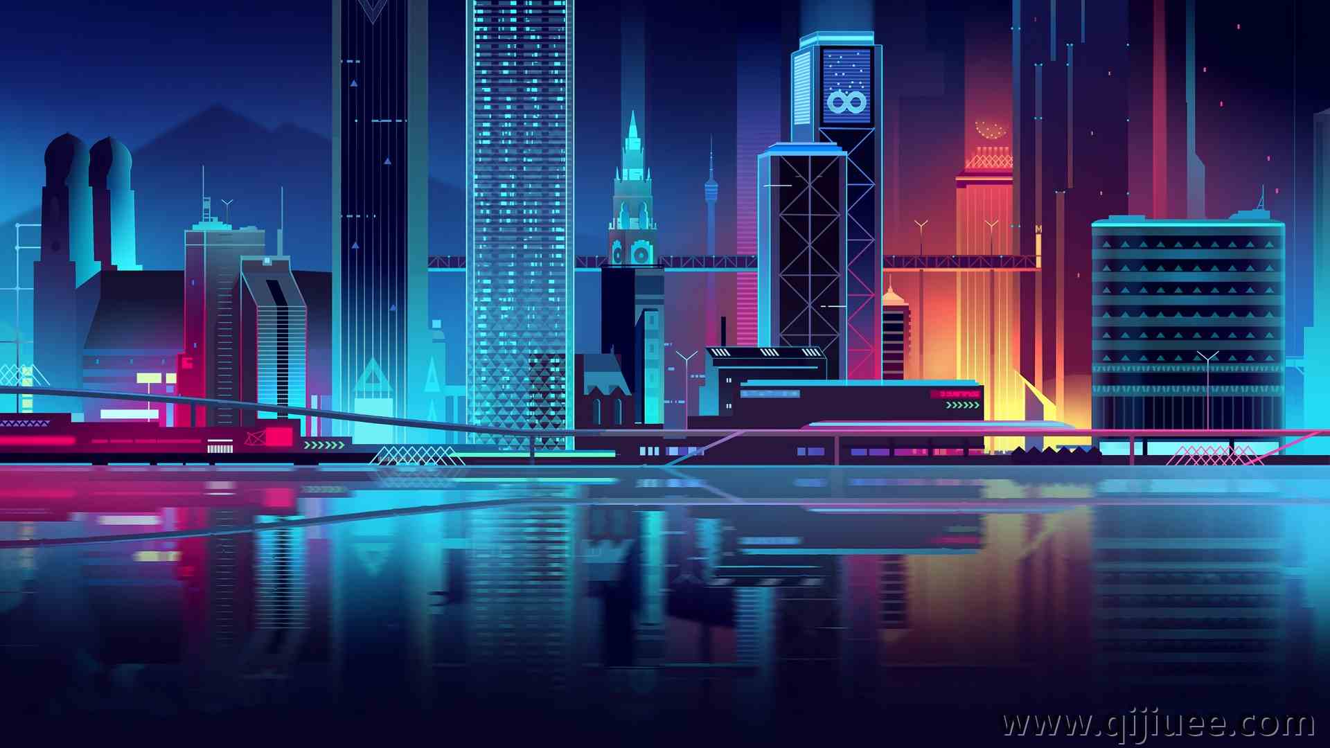 AI艺术 插图 矢量 矢量艺术 矢量图形 城市 3840 x 2160/1.26 MB-柒染云阁