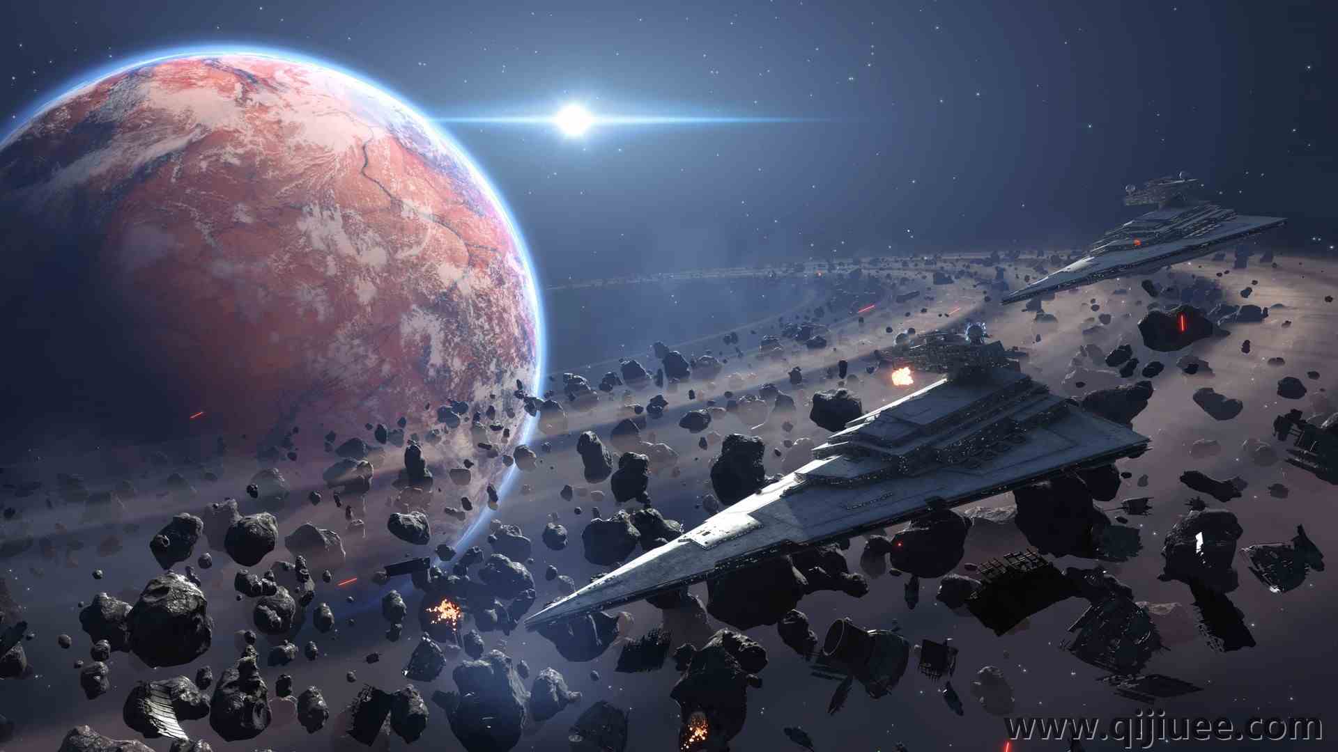 科学 宇宙飞船 小行星带 小行星 太空 恒星 行星 歼星舰 AI艺术 星球大战 3840 x 2160/0.97 MB-柒染云阁