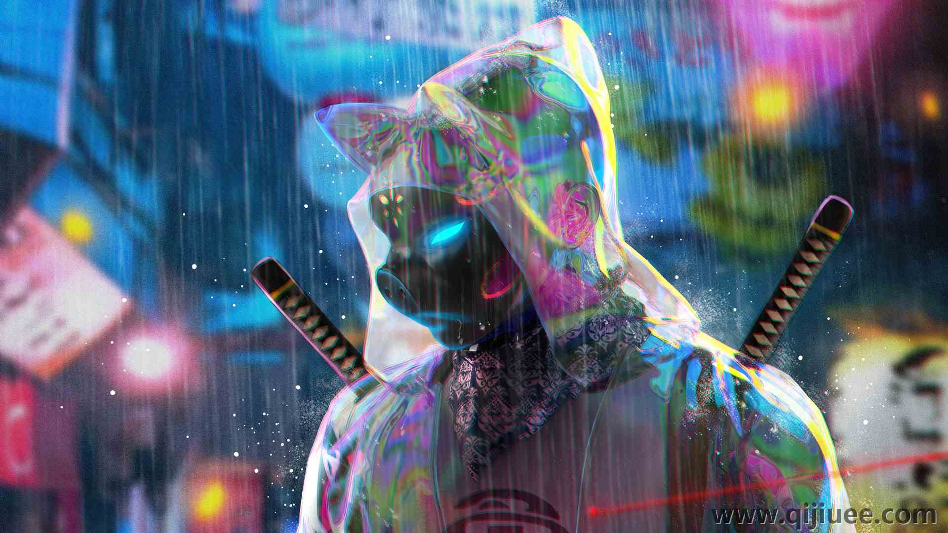 战士 杨拓 科幻 雨 赛博朋克 霓虹灯 屏幕截图 3840 x 2160/5.81 MB-柒染云阁