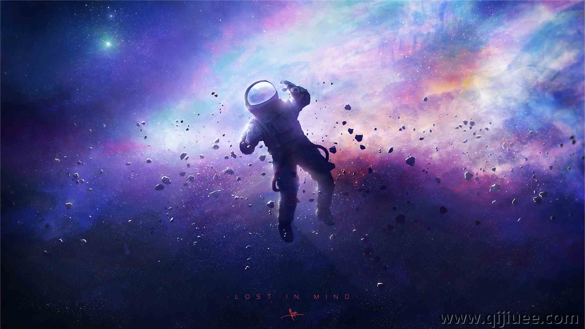 宇航员 太空 孤独 星星 岩石  电脑壁纸 4K壁纸3840 x 2161/12.21 MB-柒染云阁