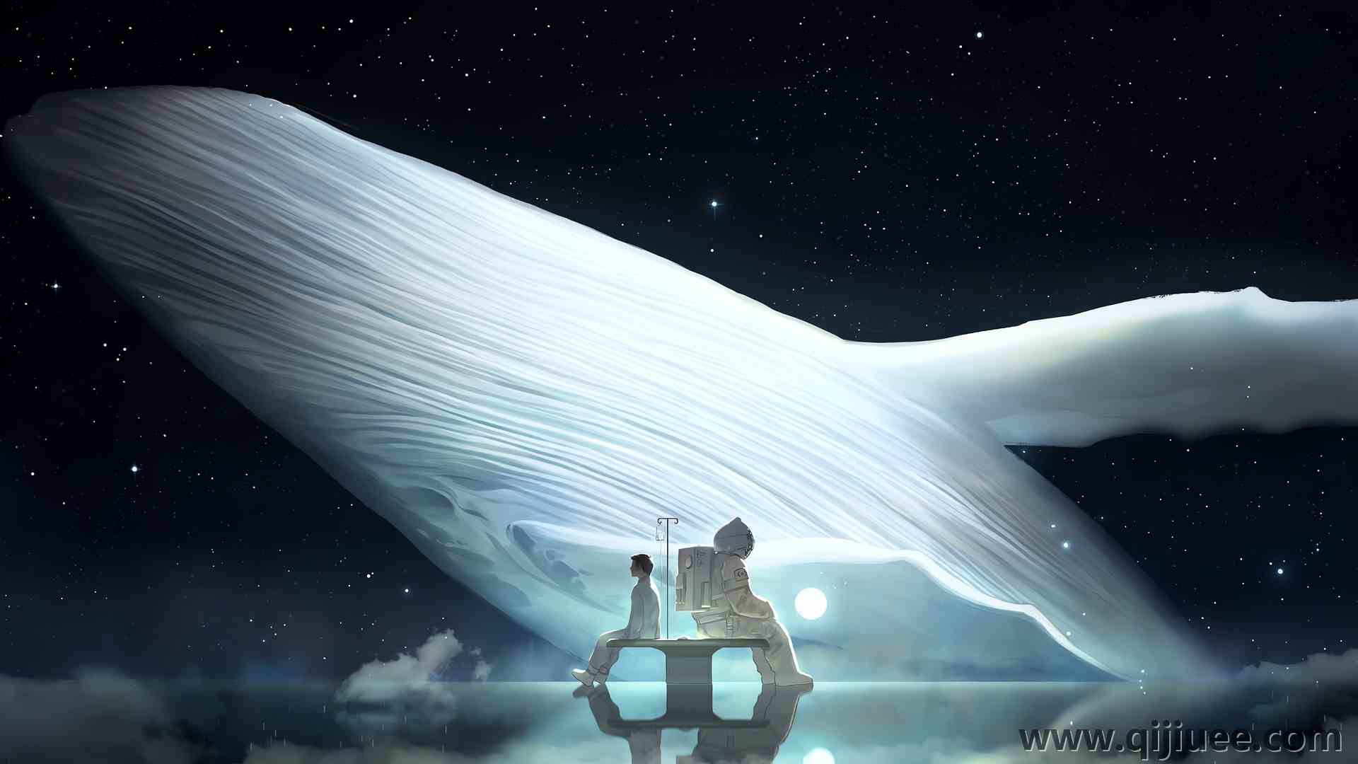 宇航服 夜空 星星 天空 太空 倒影 动物 3840 x 2160/1.01 MB-柒染云阁