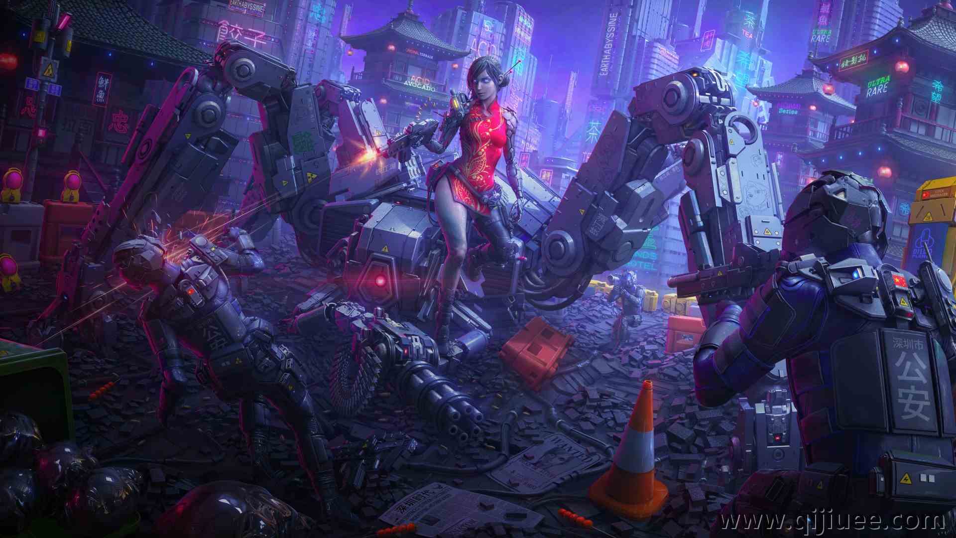 半机械人 骨骼 战斗 机甲 机器人 3840 x 2160/2.18 MB-柒染云阁
