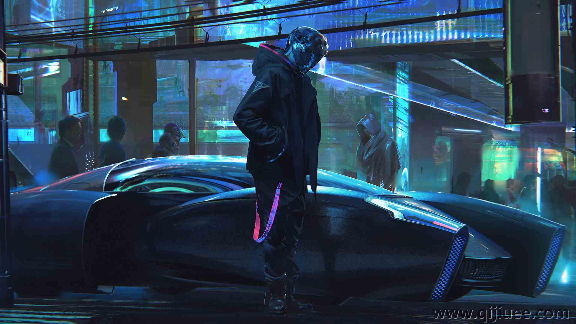 未来主义 霓虹灯 网络 赛博朋克 兜帽 环境  电脑壁纸 4K壁纸3840 x 2160/2 MB-柒染云阁