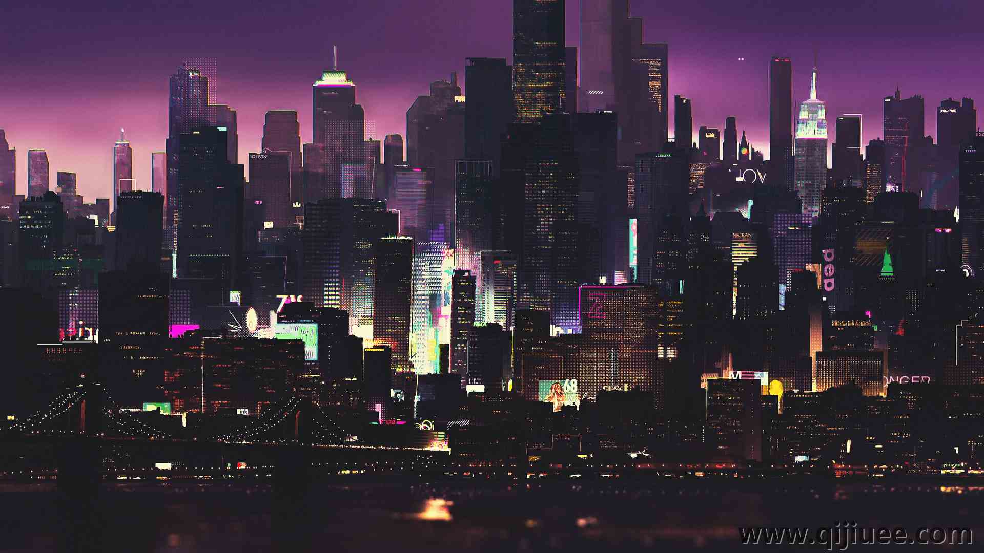 夜晚 未来城市 赛博朋克 科幻小说  电脑壁纸 4K壁纸3840 x 2160/8.42 MB-柒染云阁