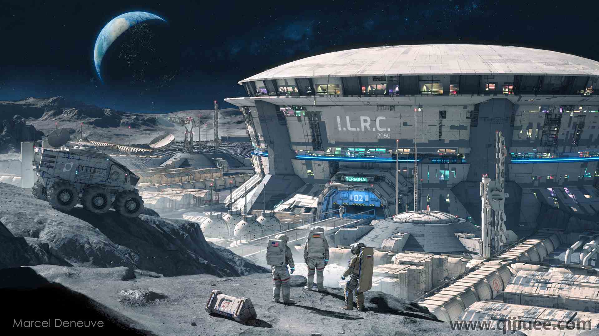 人物 宇航员  奇幻艺术 月球 建筑 空间站 太空 电脑壁纸 4K壁纸3840 x 2160/2.13 MB-柒染云阁