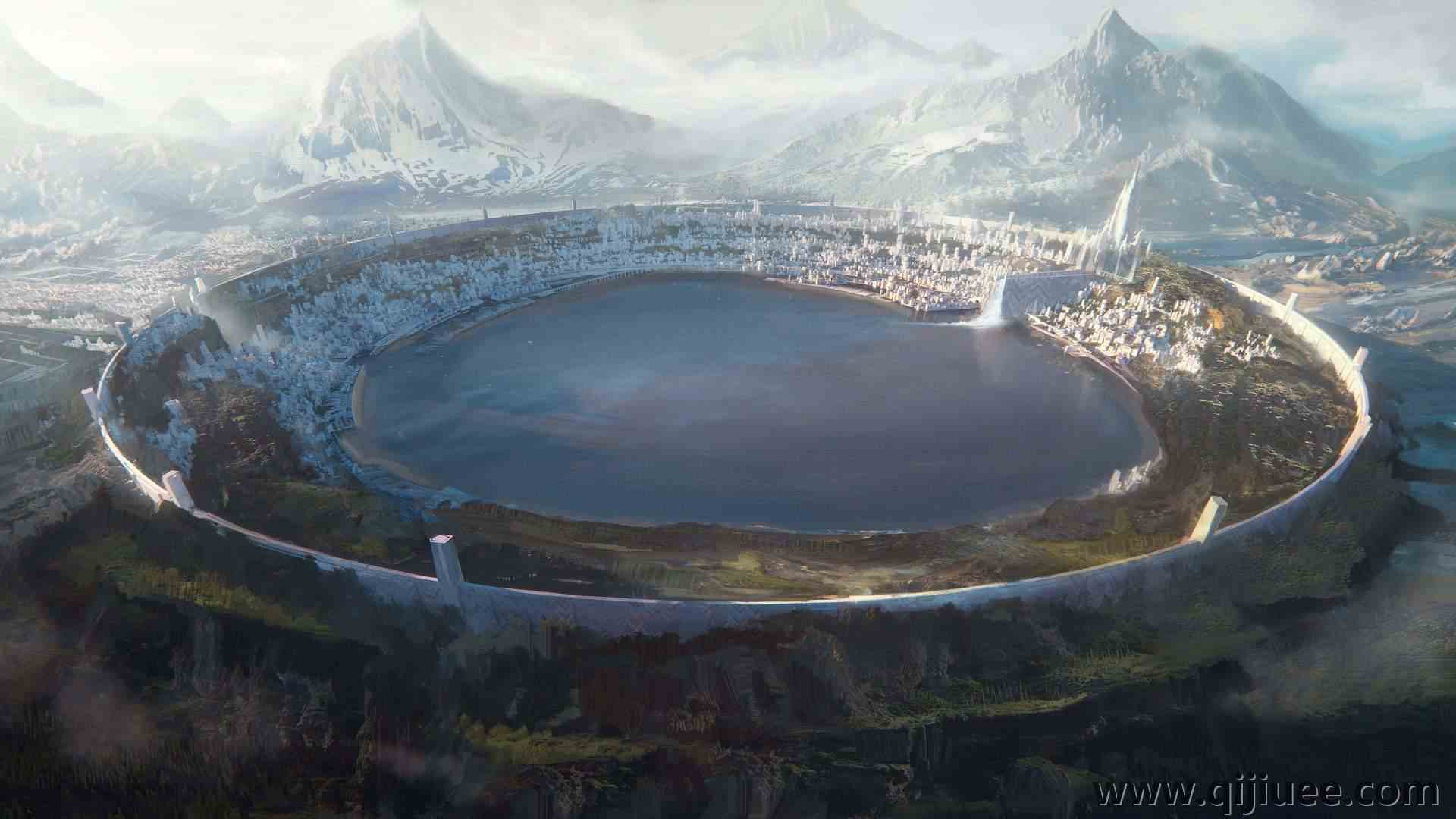 AI艺术 城市 梦幻建筑 梦幻艺术 山脉  电脑壁纸 4K壁纸3840 x 2160/1.3 MB-柒染云阁