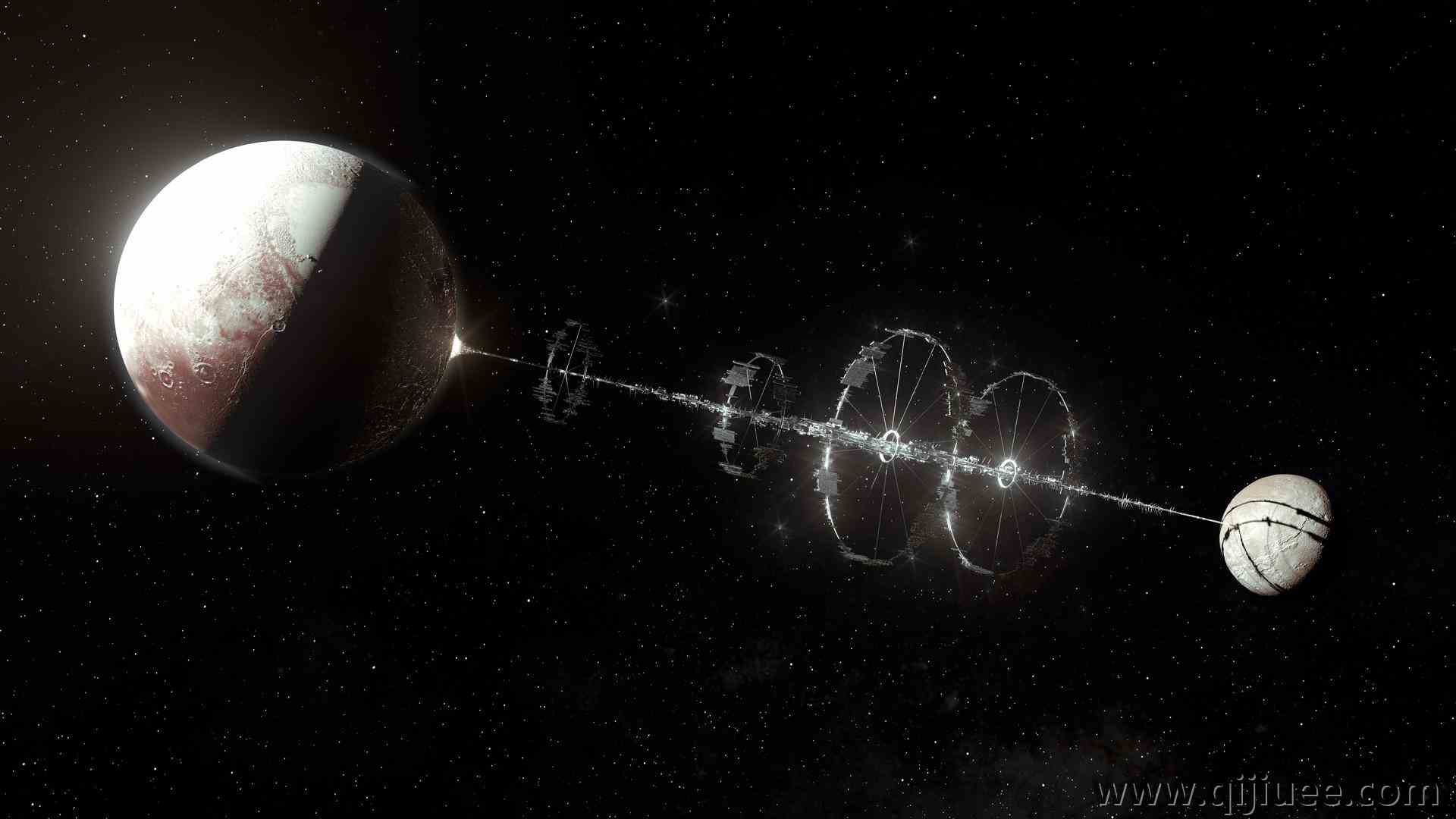 土卫一 冥王星 空间站 太空 行星 月球 恒星 电脑壁纸 8K壁纸7680 x 4320/1 MB-柒染云阁