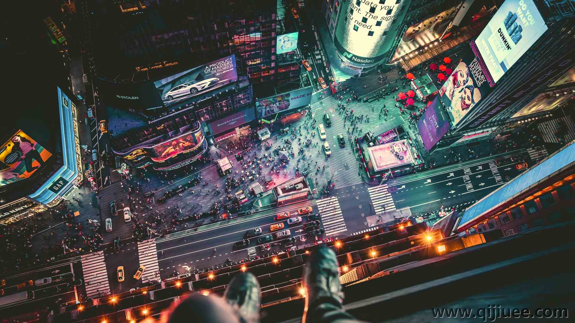 纽约市 摩天大楼 交通 时代广场 路灯 顶视图  电脑壁纸 4K壁纸6720 x 3780/18.12 MB-柒染云阁