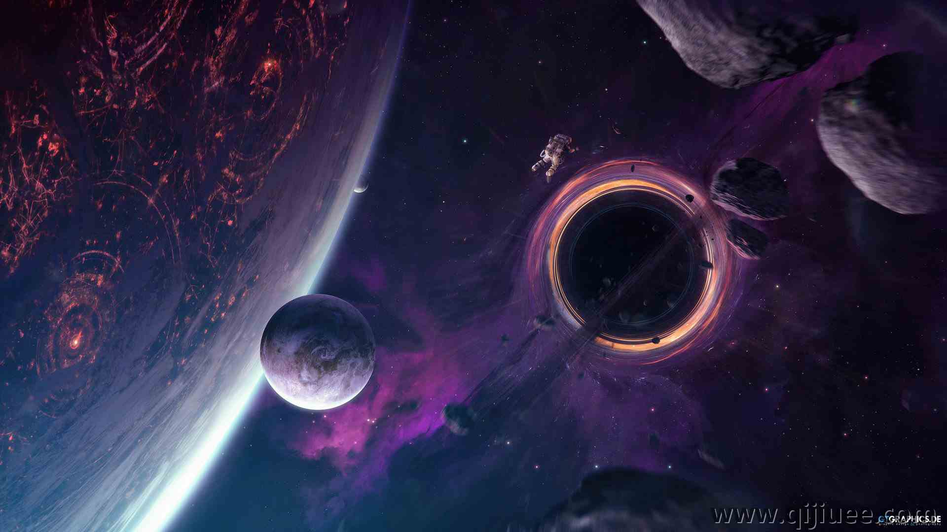 宇航员 太空 科幻小说 太空艺术 图形  电脑壁纸 4K壁纸3840 x 2160/1.36 MB-柒染云阁