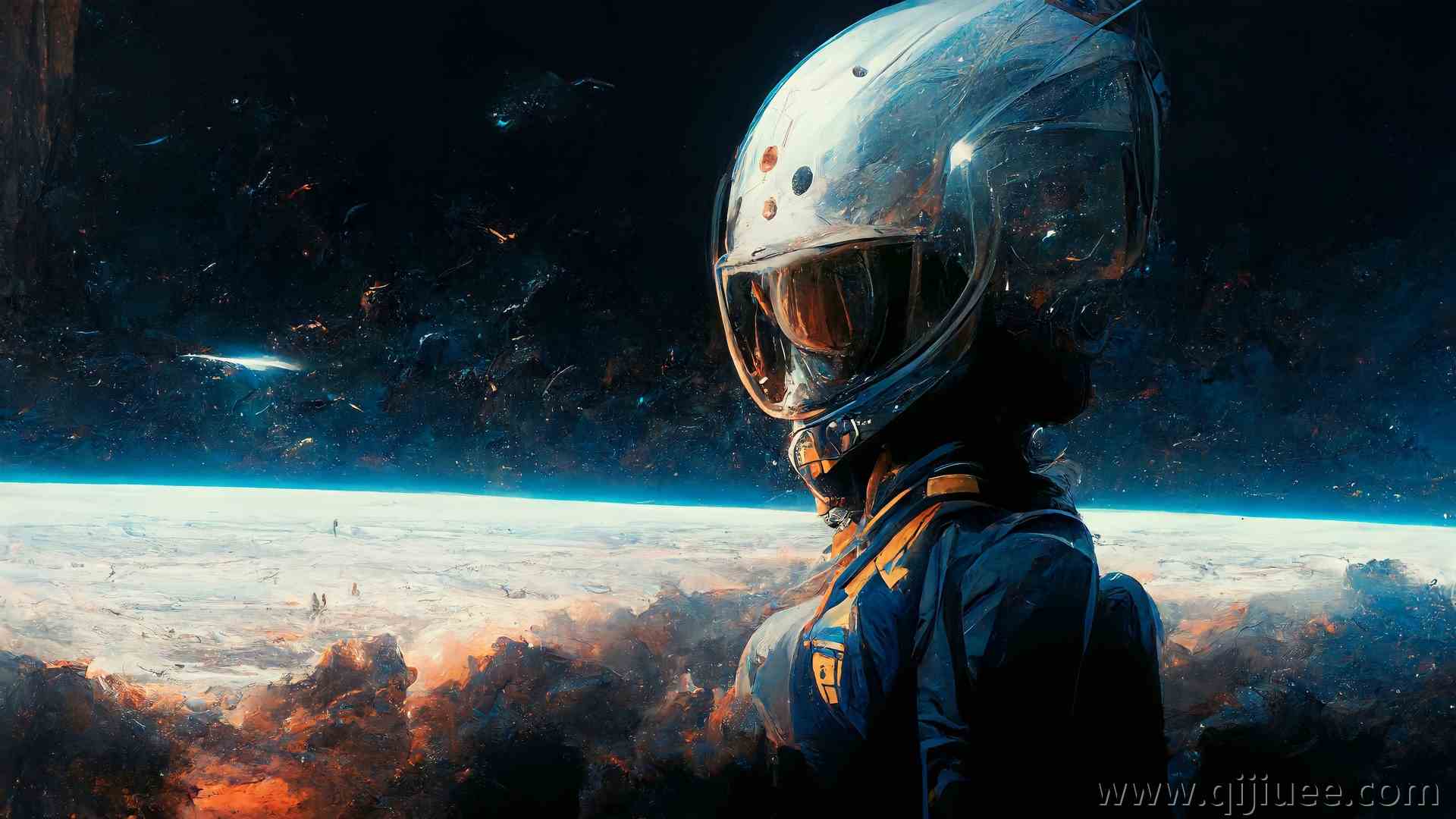 宇航员 太空 行星 恒星 宇宙 外星人 艺术 头盔 外星人  电脑壁纸 4K壁纸4096 x 2304/2.03 MB-柒染云阁