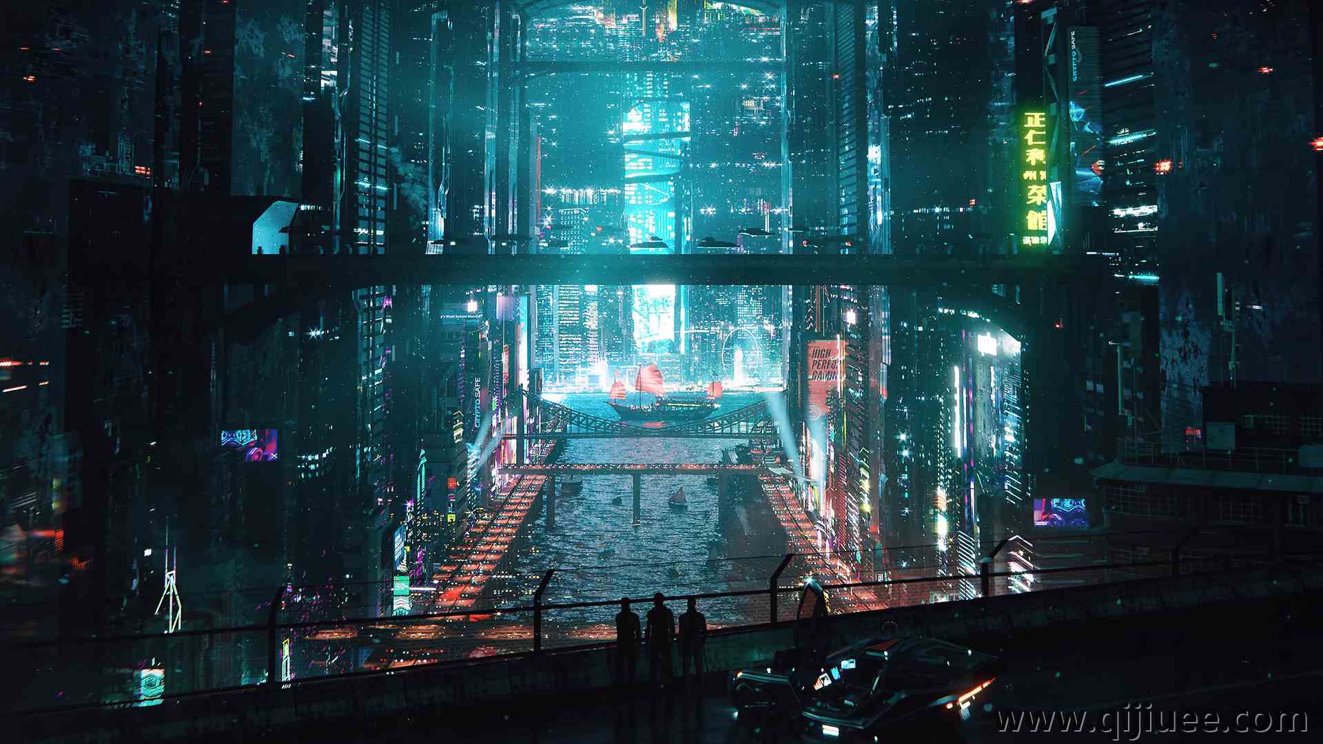 霓虹灯 未来主义 夜间 AI艺术  电脑壁纸 4K壁纸3840 x 2160/15.02 MB-柒染云阁