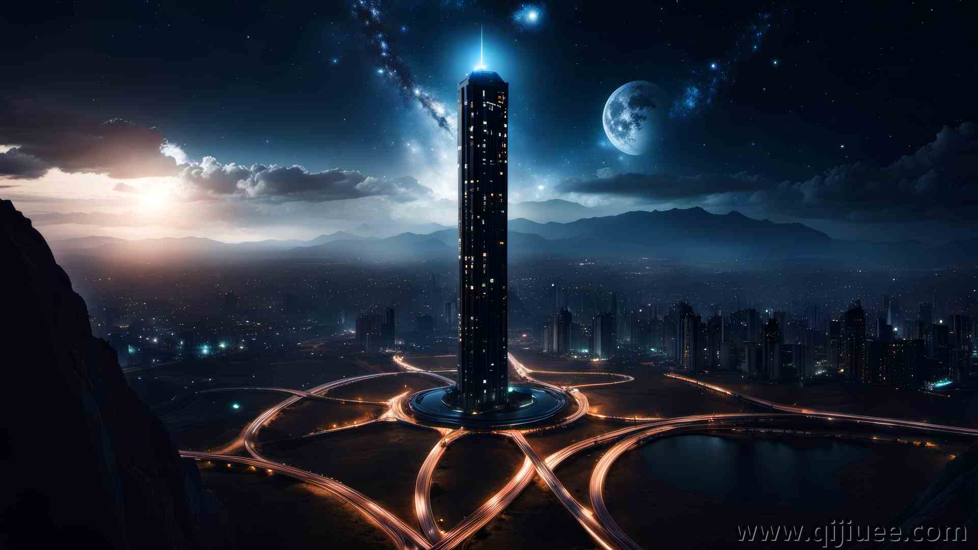城市景观 黑暗 月光 摩天大楼 夜晚 AI艺术 电脑壁纸 4K壁纸3840 x 2160/9.05 MB-柒染云阁