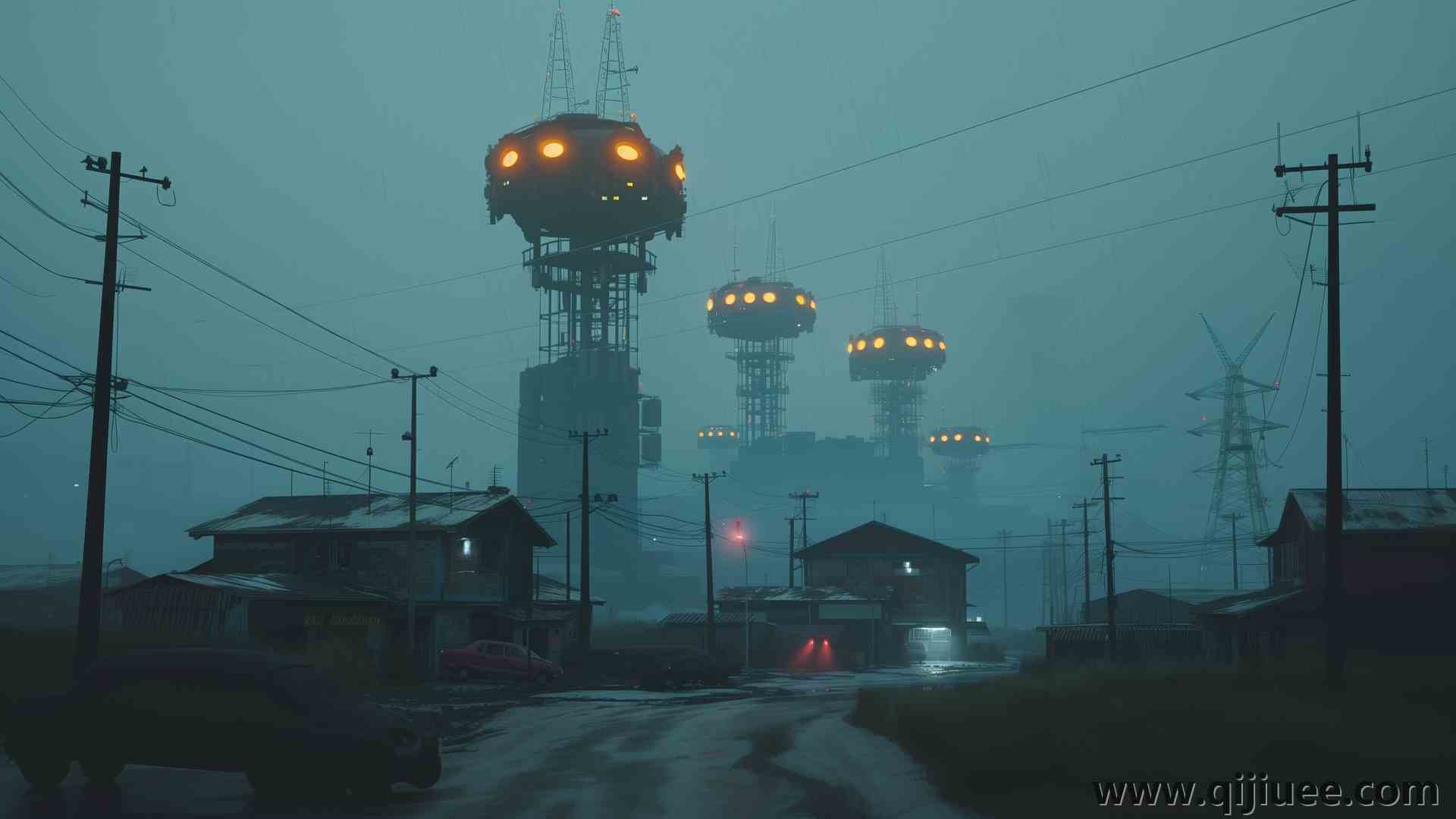 人工智能艺术 插图 科幻小说 塔 薄雾 黄昏  电脑壁纸 4K壁纸5824 x 3264/10.83 MB-柒染云阁