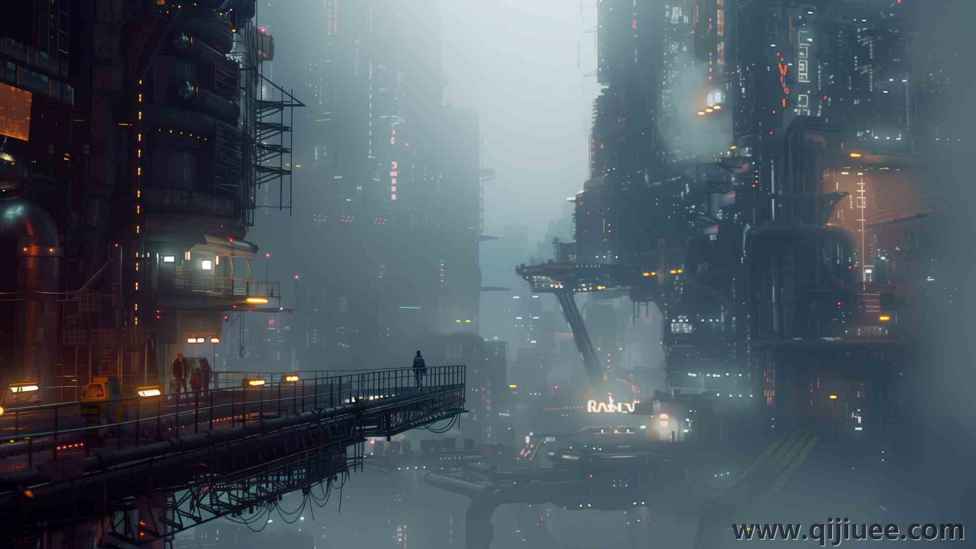 人工智能艺术 插图 赛博朋克 科幻小说 塔 城市 城市景观 薄雾 电脑壁纸 4K壁纸5824 x 3264/9.22 MB-柒染云阁