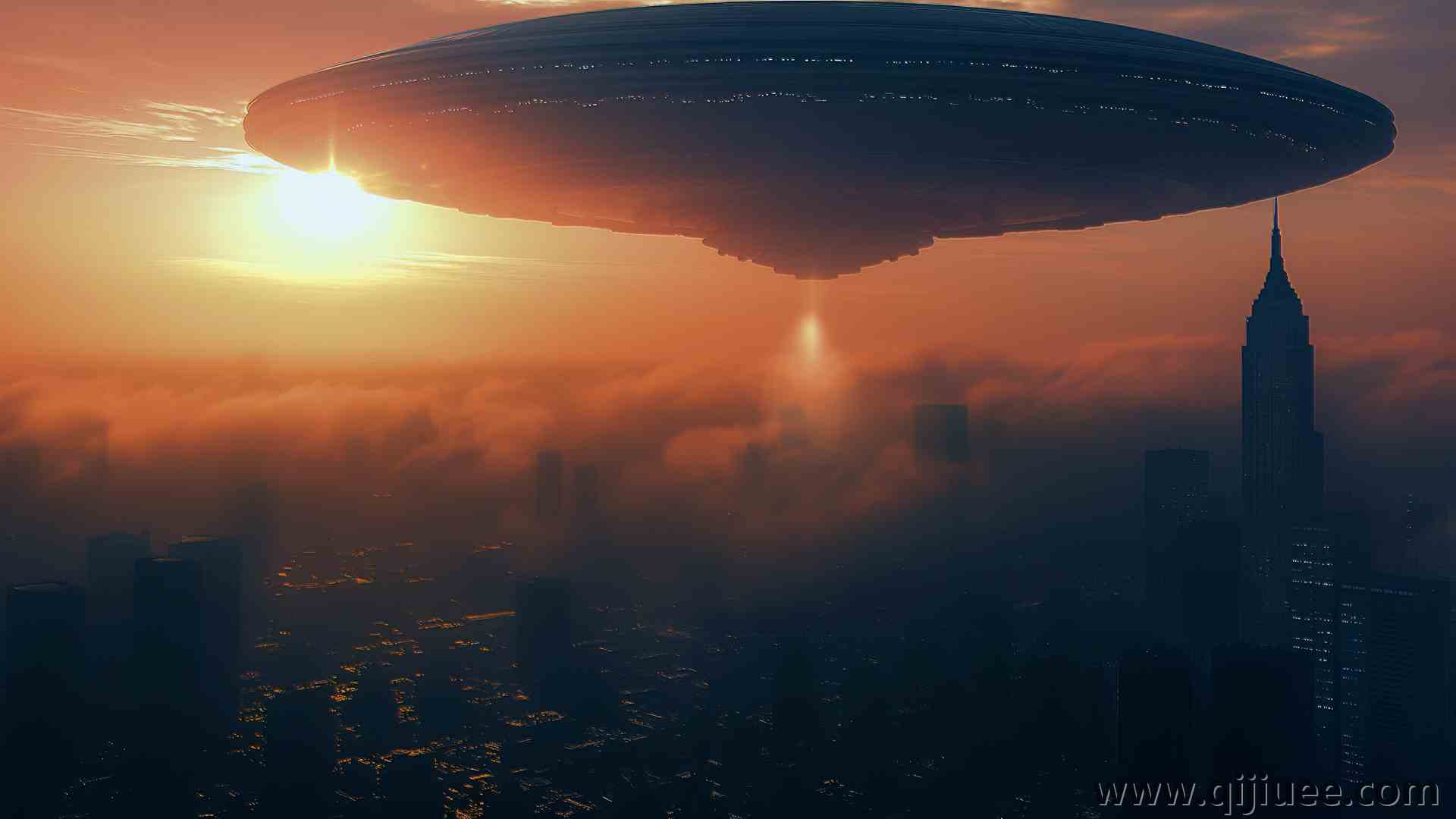 宇宙飞船 城市 人工智能艺术 日落 电脑壁纸 8K壁纸8000 x 4483/9.87 MB-柒染云阁